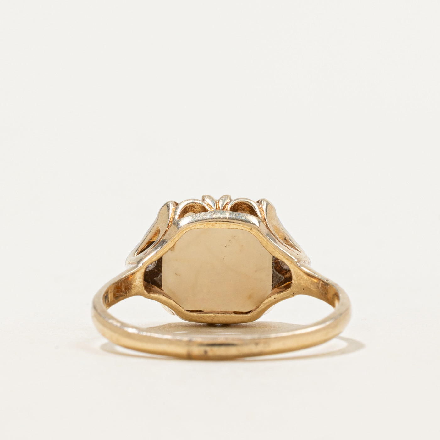 Art Deco Cabochon Opal & Diamond Accent Ring | 1.50ct, 0.01ctw | SZ 7.25