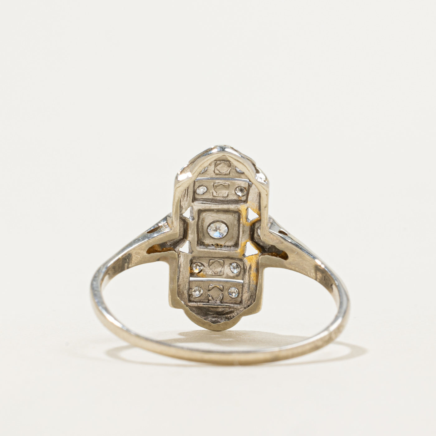 Art Deco Transitional Cut Diamond Shield Ring | 0.09ctw | SZ 10