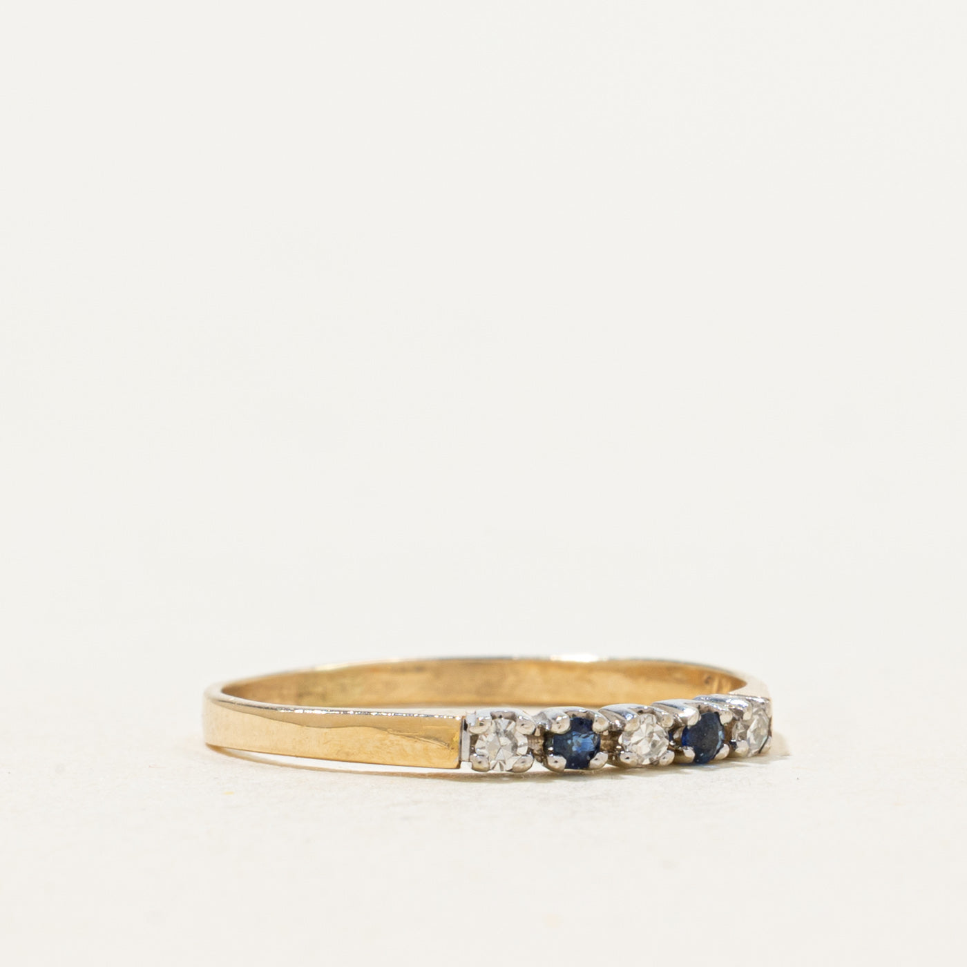 14k Five-Stone Diamond and Sapphire Ring | 0.04ctw 0.02ctw | SZ 4.5