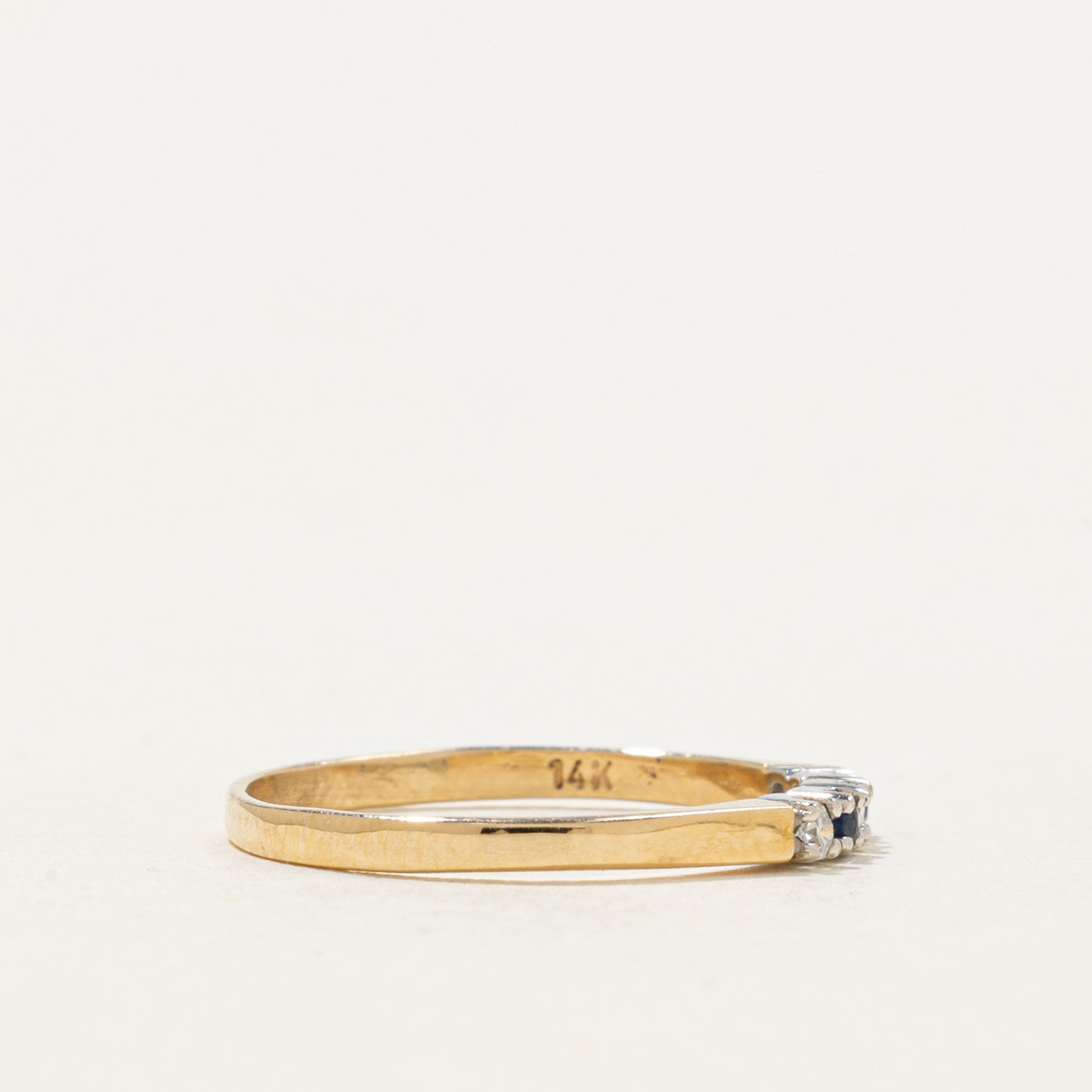 14k Five-Stone Diamond and Sapphire Ring | 0.04ctw 0.02ctw | SZ 4.5