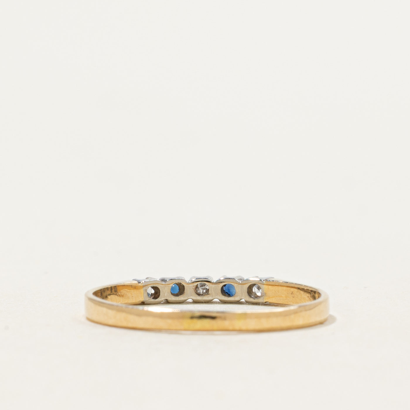 14k Five-Stone Diamond and Sapphire Ring | 0.04ctw 0.02ctw | SZ 4.5
