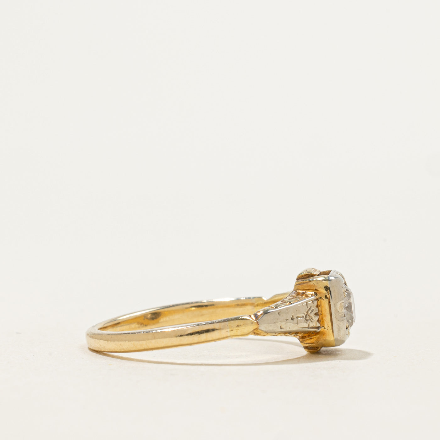 Art Deco Illusion Set Transitional Cut Diamond Engraved Ring | 0.2ct | SZ 6.25 |