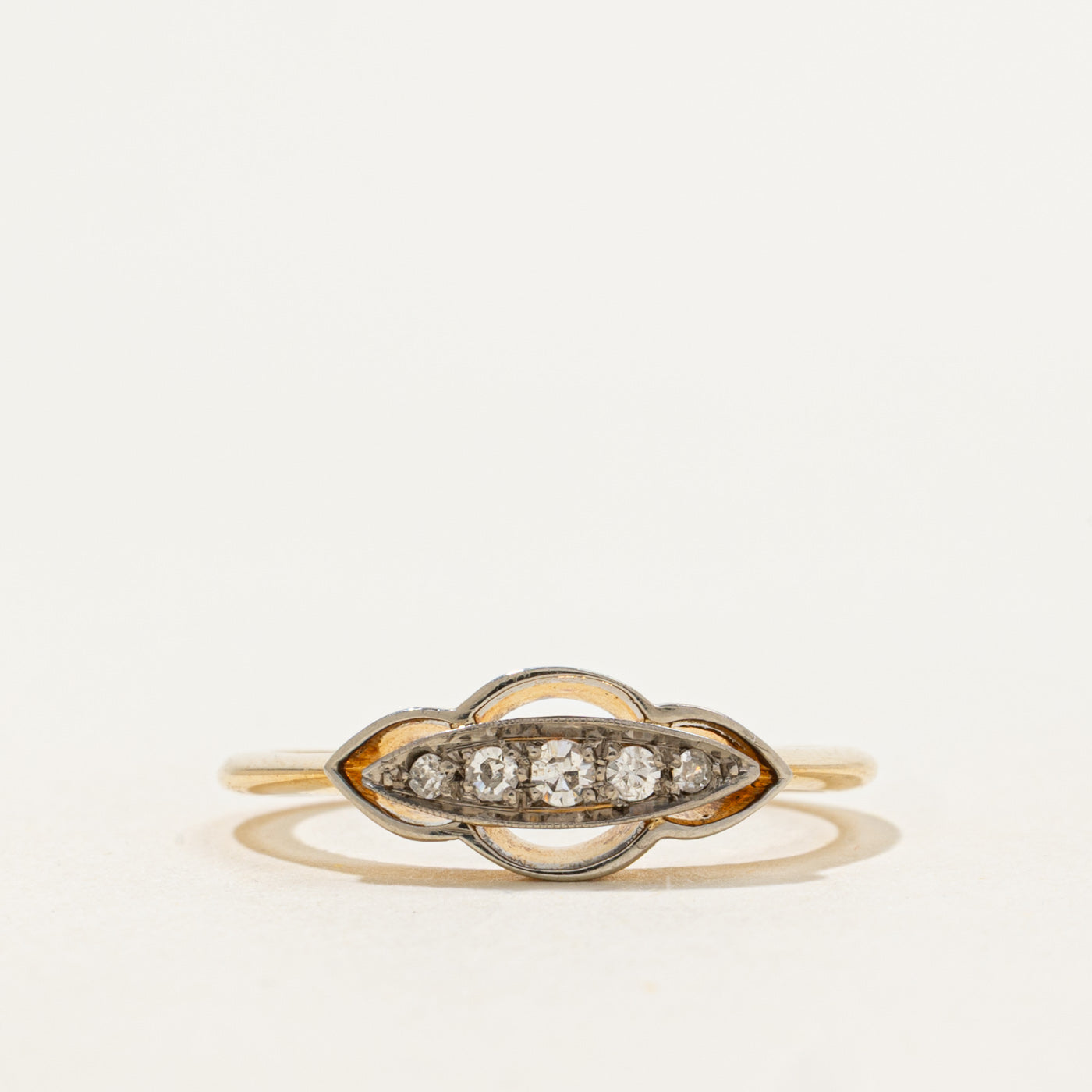 Art Deco Five Stone Diamond East West Ring | 0.08 ctw | SZ 6.25 |