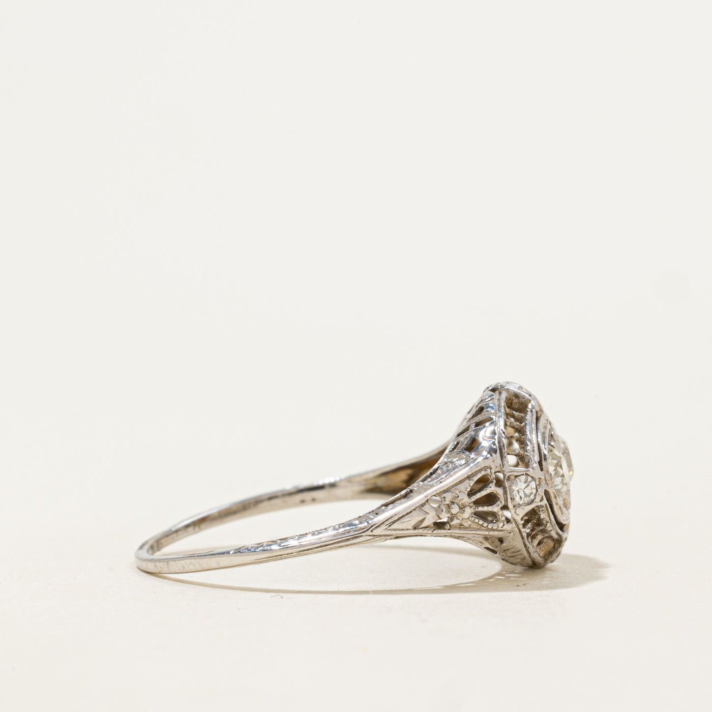 Art Deco Old European Cut Diamond Split Oval Ring | 0.38 ctw | SZ 6.5 |