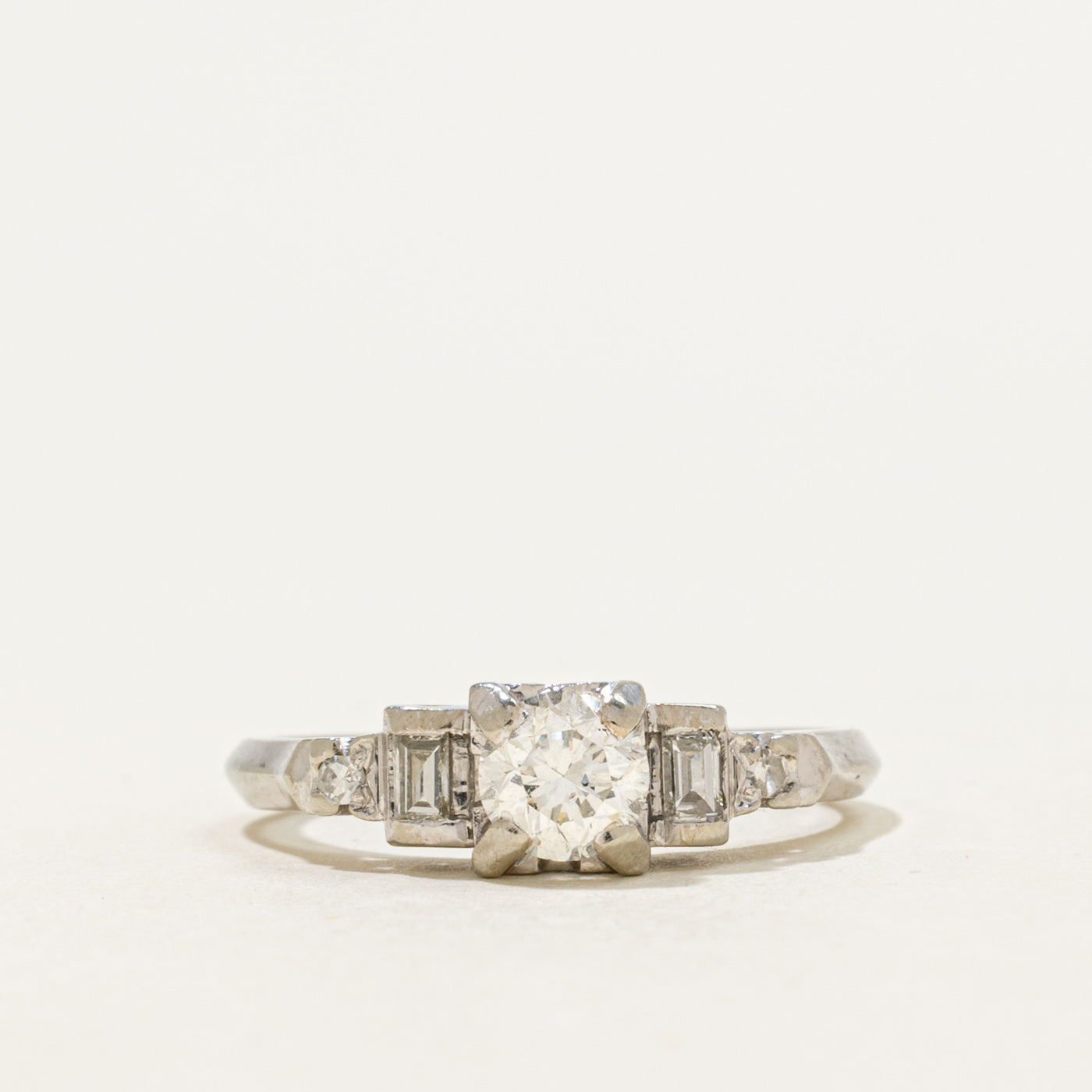 Mid-Century Transitional Cut Diamond with Accents Ring | 0.68 ctw | SZ 5.75