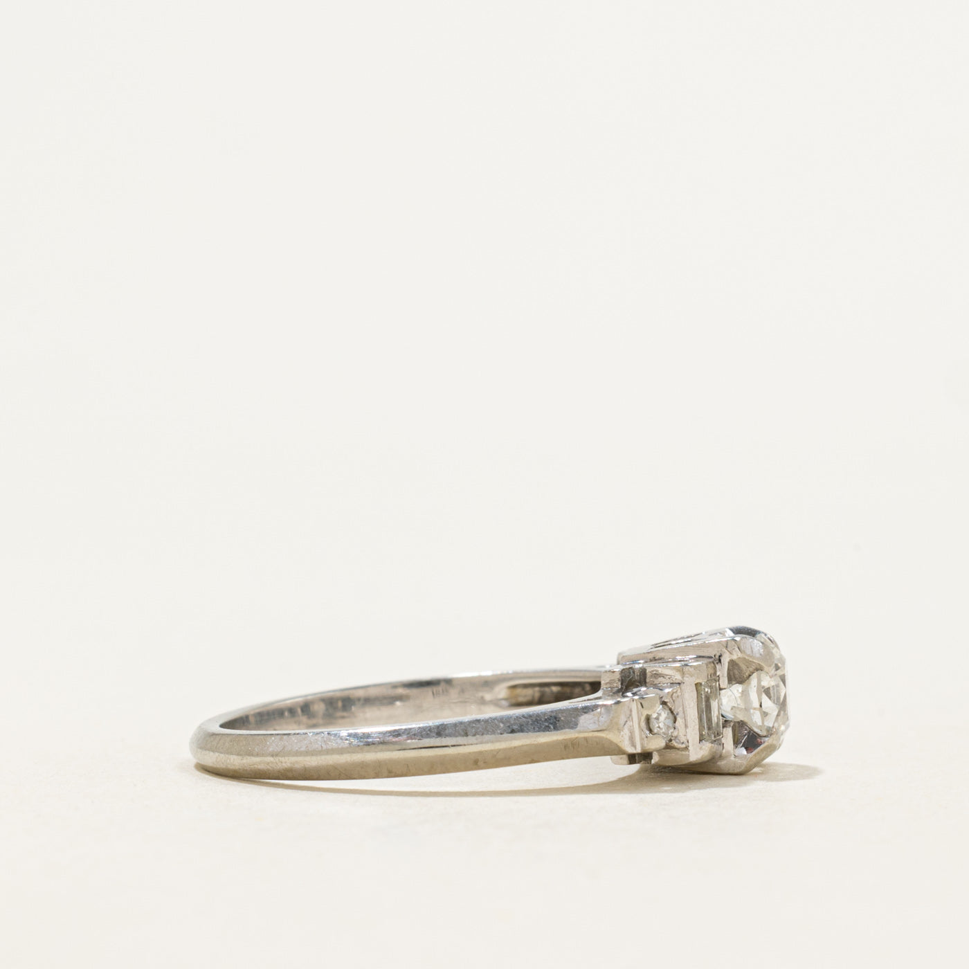 Mid-Century Transitional Cut Diamond with Accents Ring | 0.68 ctw | SZ 5.75