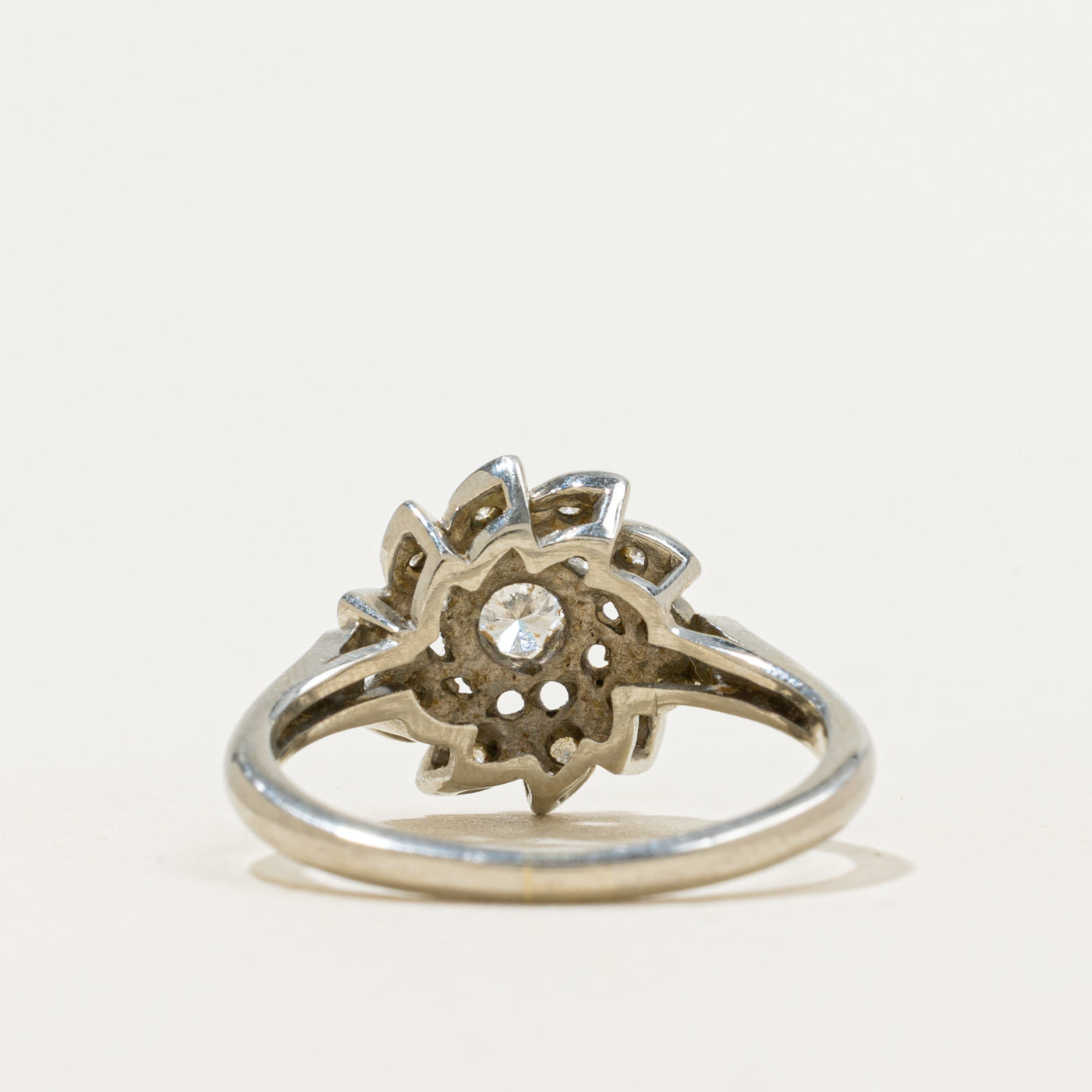 Art Deco Diamond Floral Petal Cluster Ring | 0.25ct 0.1 ctw | SZ 7.25 |