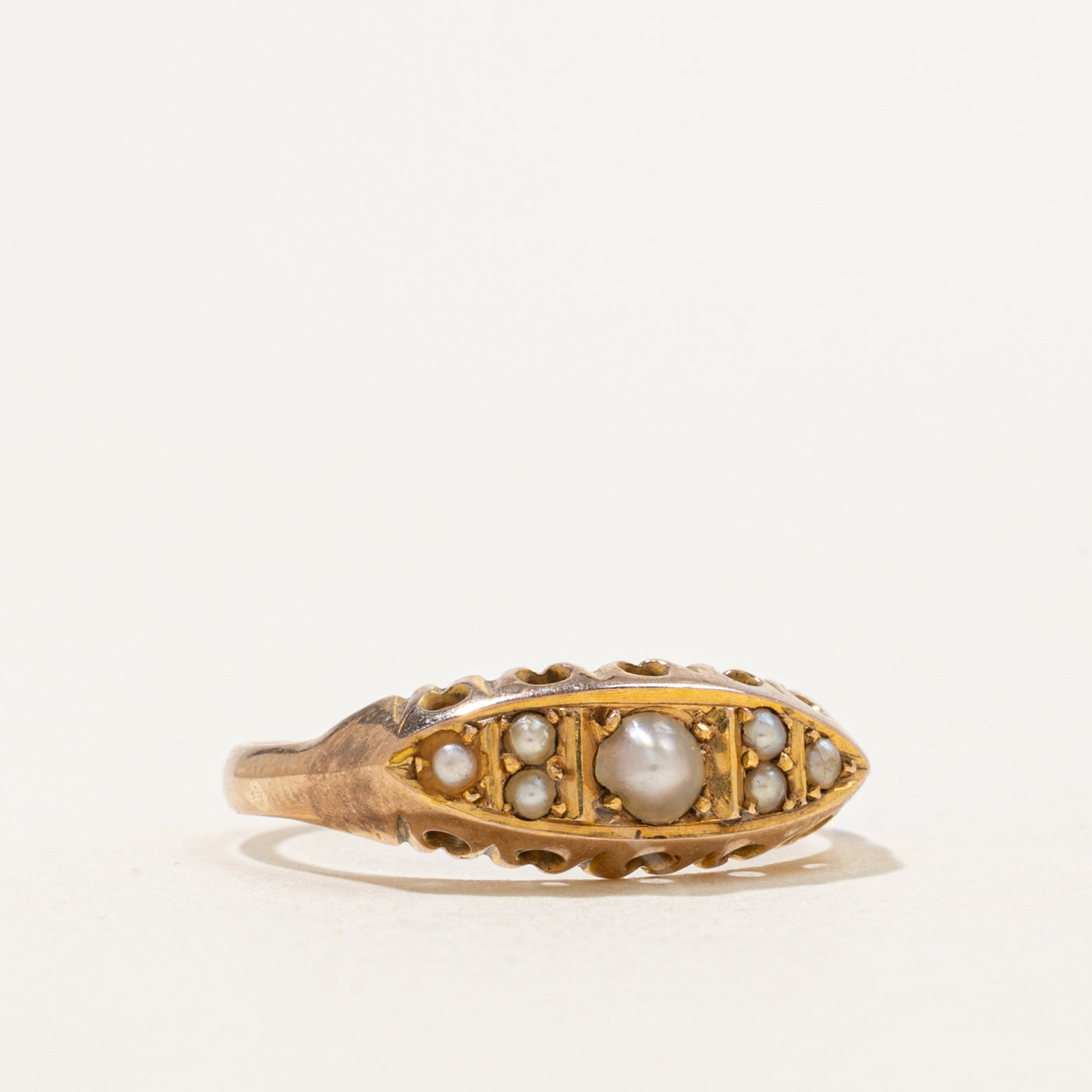 Victorian Seed Pearl Boat Ring | SZ 6.5