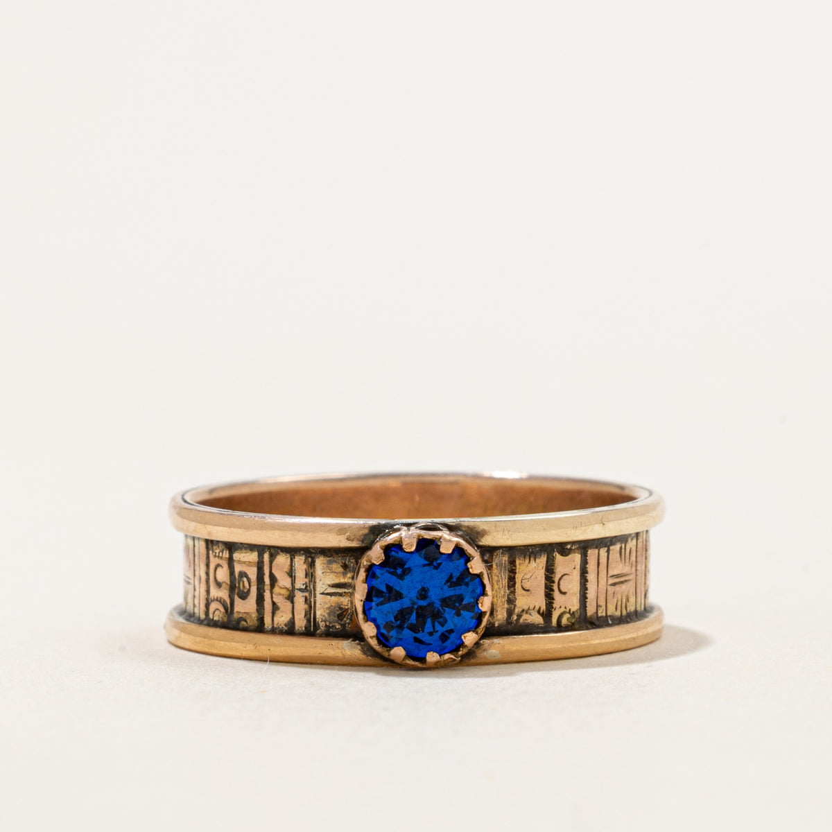 1877 Birmingham Synthetic Spinel Engraved Band | 0.25ct | SZ 9.75