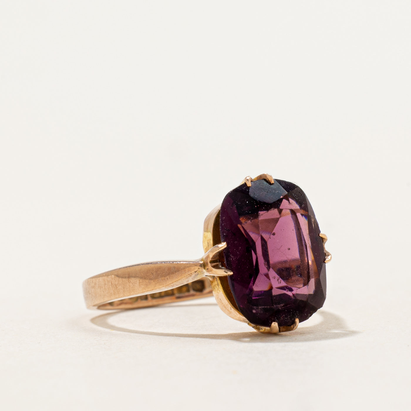 1922 Birmingham Purple Glass Double Claw Ring | 3.00ct | SZ 5.75