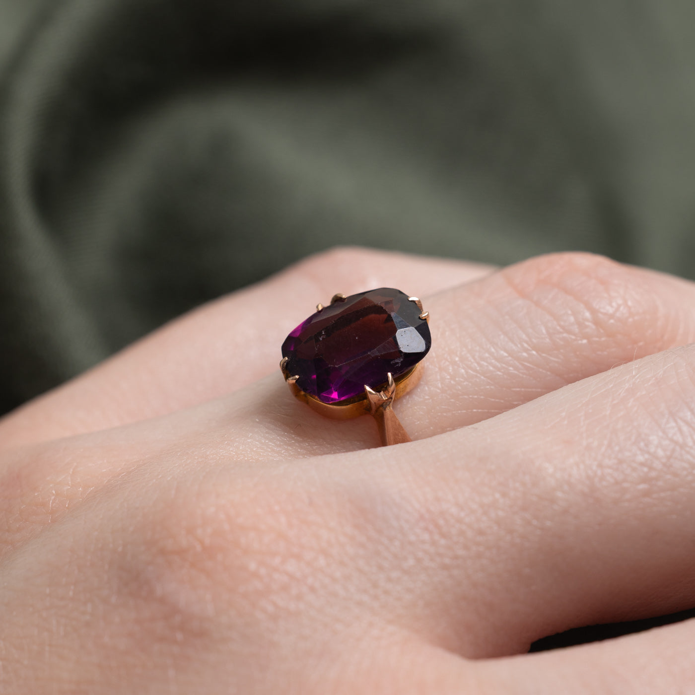 1922 Birmingham Purple Glass Double Claw Ring | 3.00ct | SZ 5.75