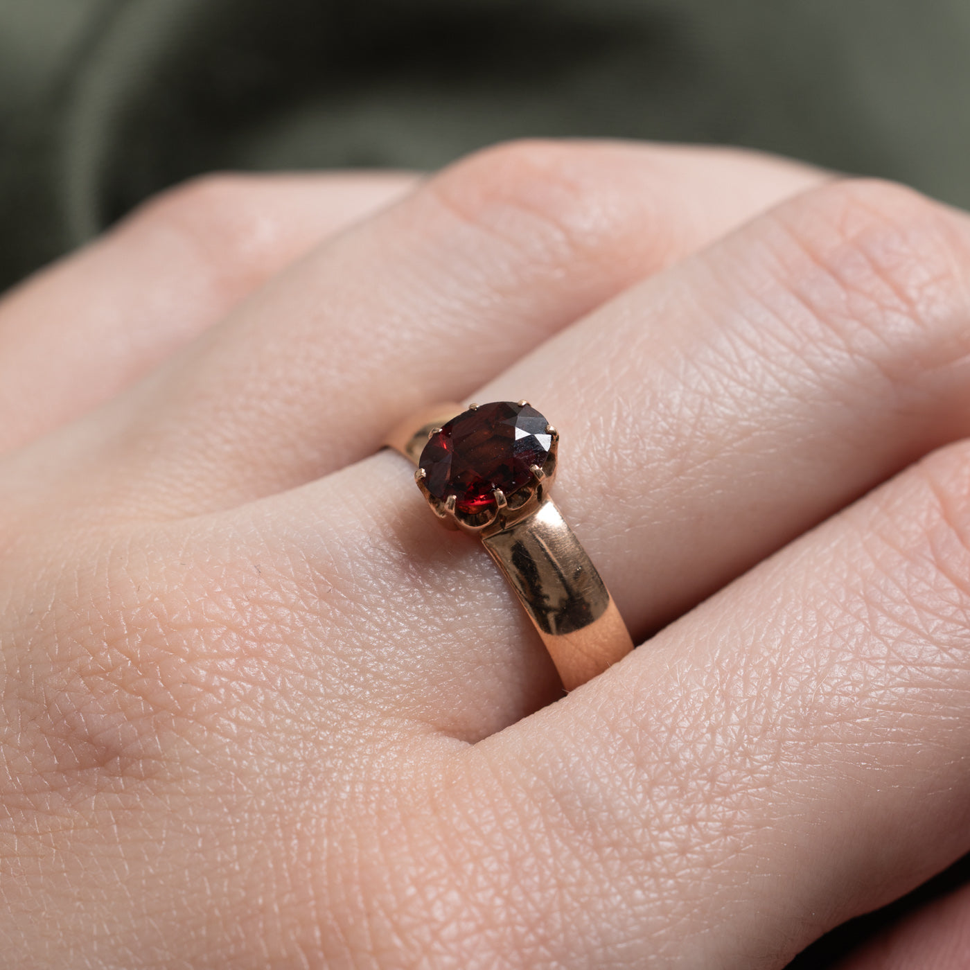 1903 Birmingham Oval Cut Garnet Ring | 1 ct | SZ 9.5