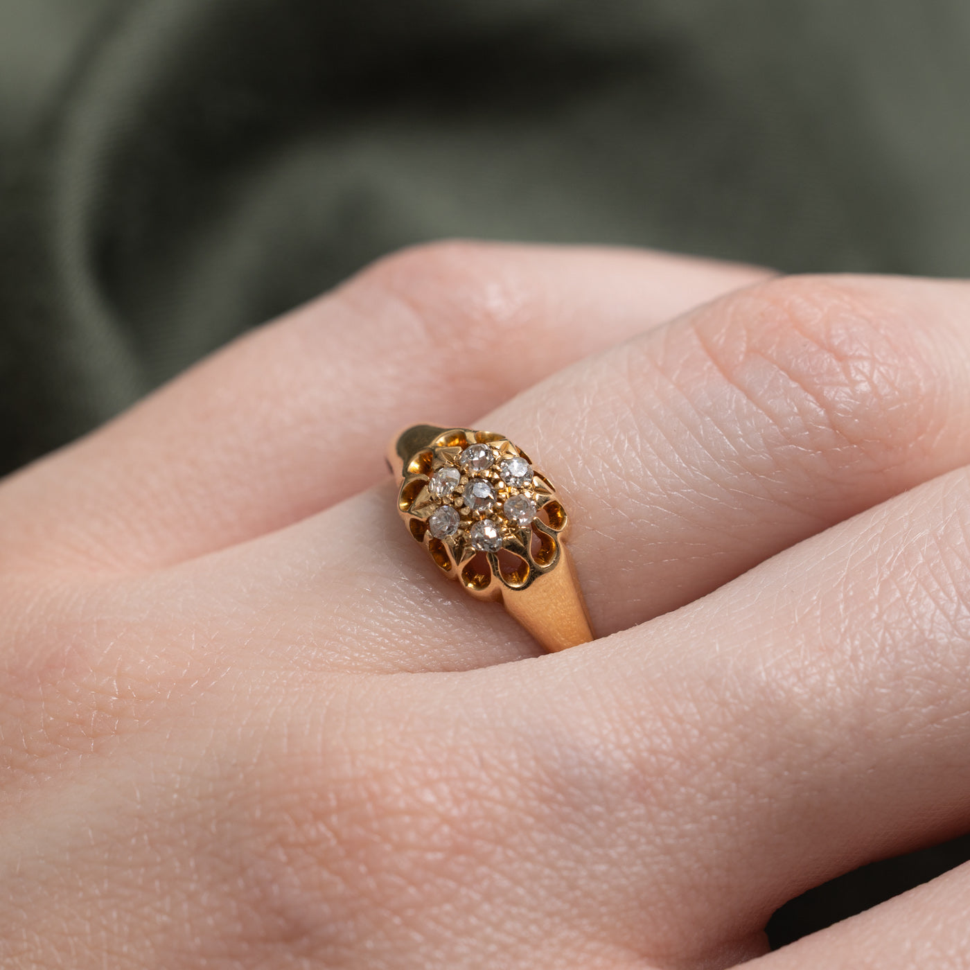1916 Birmingham Belcher Set Old Mine Cut Diamond Cluster Ring | 0.15 ctw | SZ 6.25