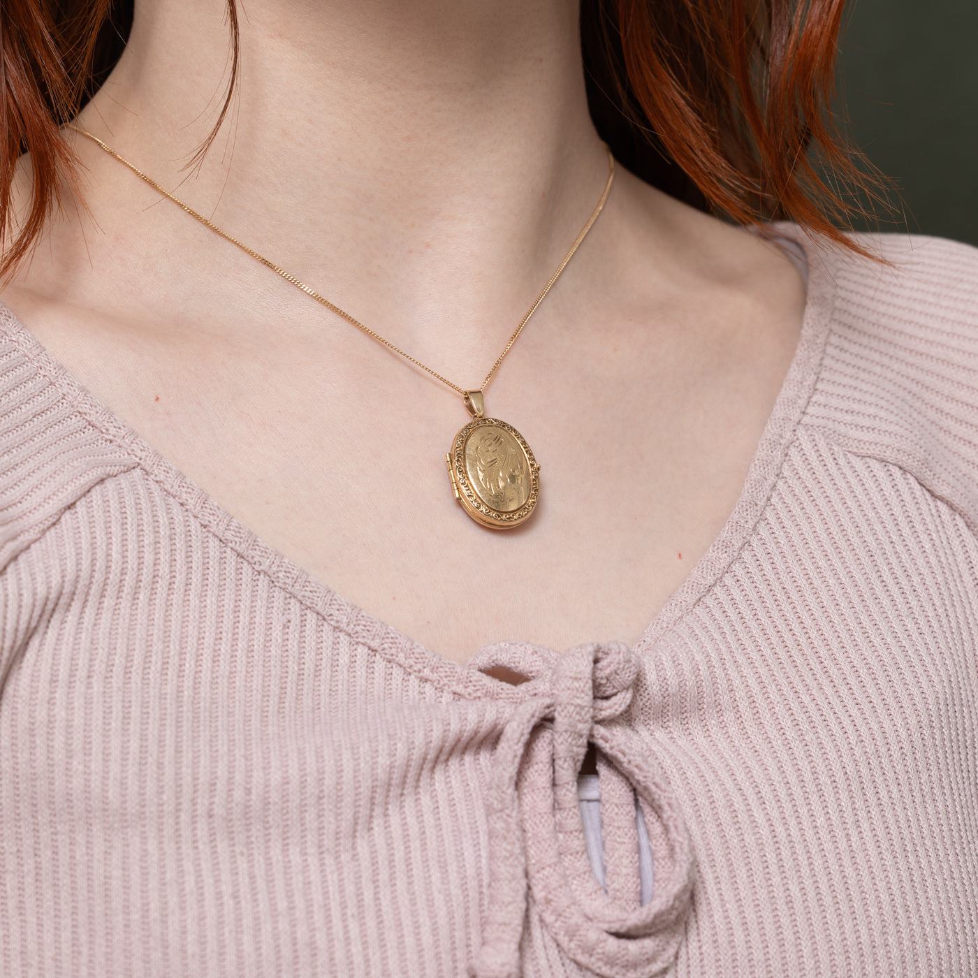 10k Yellow Gold Engraved Locket