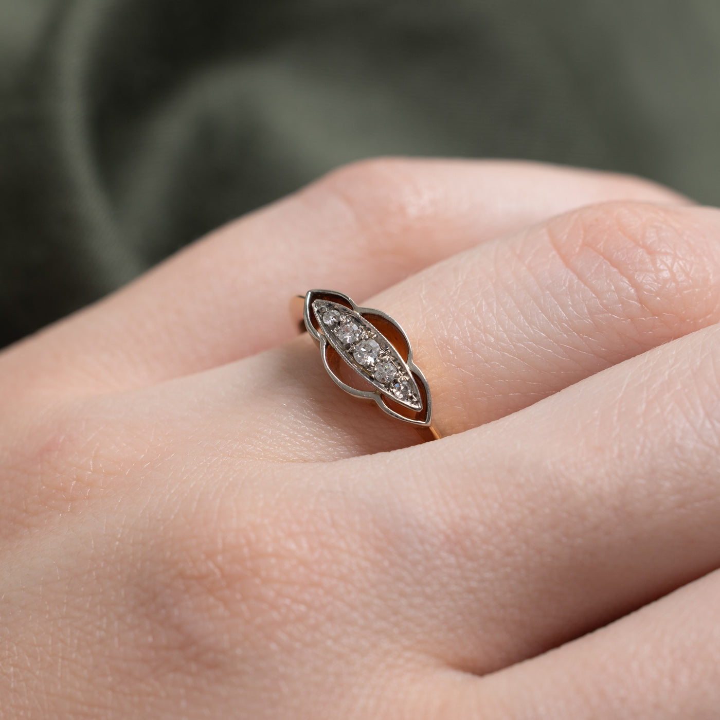 Art Deco Five Stone Diamond East West Ring | 0.08 ctw | SZ 6.25 |
