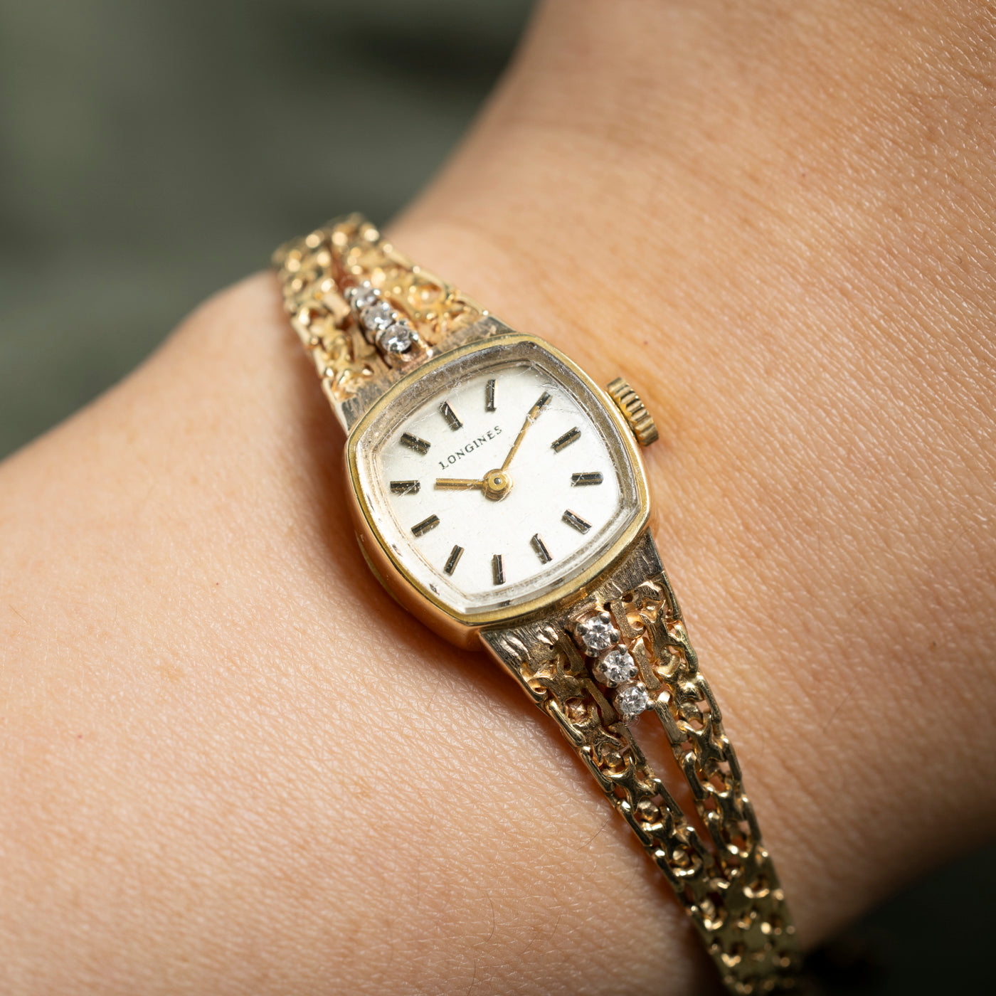 'Longines' Swiss 14k Diamond Accented Watch | 0.16ctw