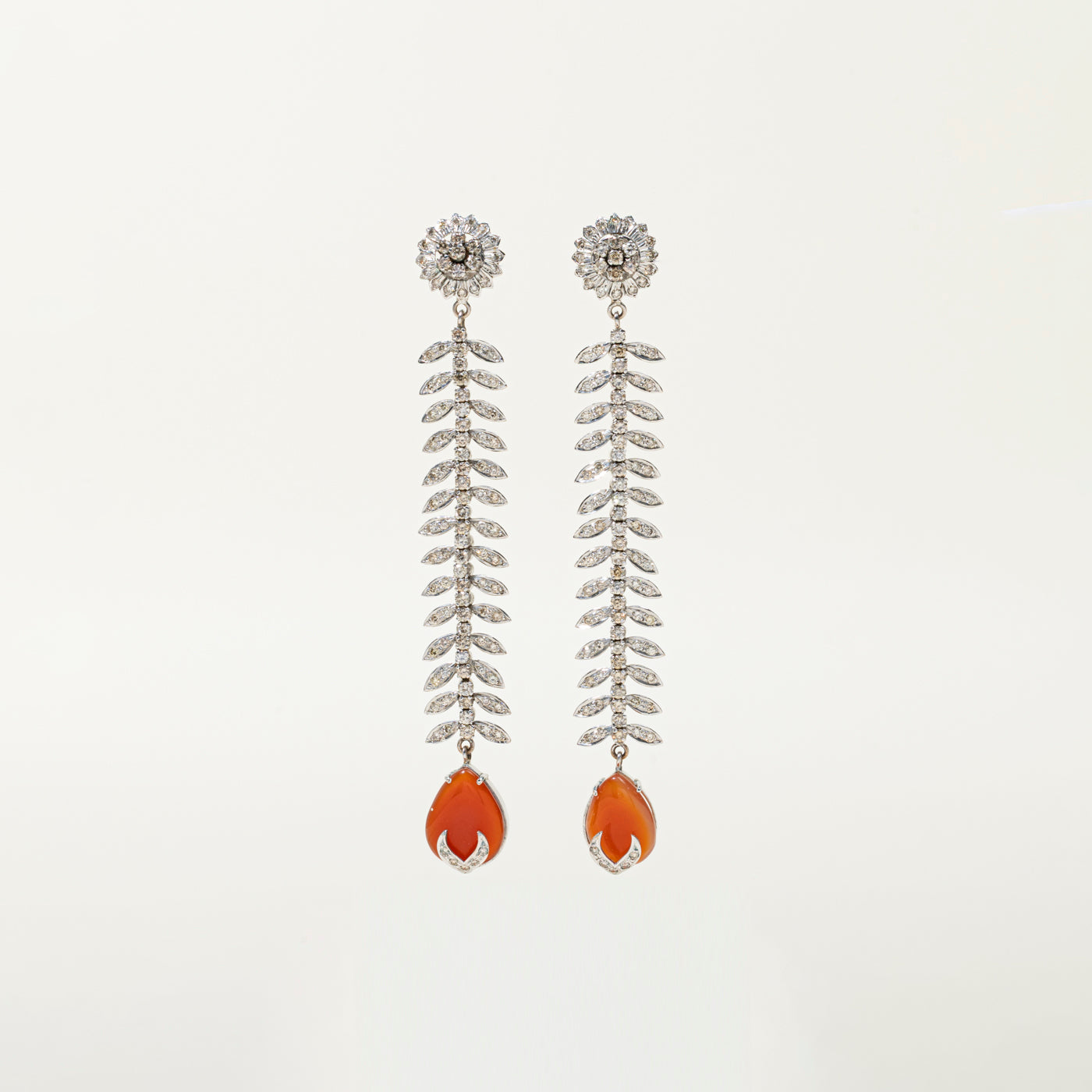 14k Sardonyx & Diamond Floral Drop Earrings | 15.46ctw, 5.52ctw