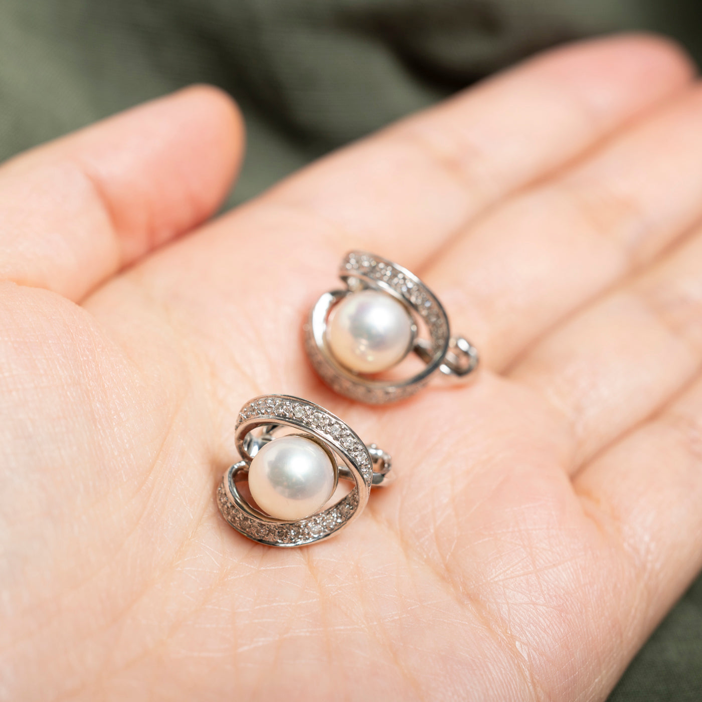 18k Pearl & Diamond Clip-On Earrings | 0.35ctw