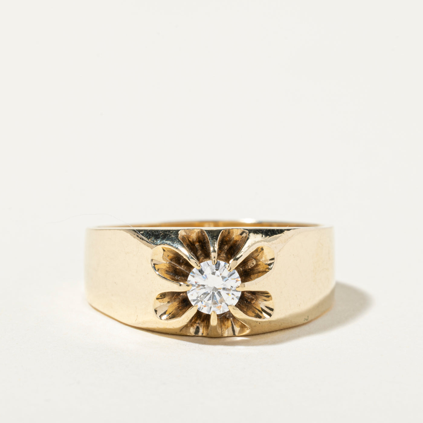 10k Solitaire Belcher Set Diamond Ring | 0.37ct VS1 F/G | SZ 11.25