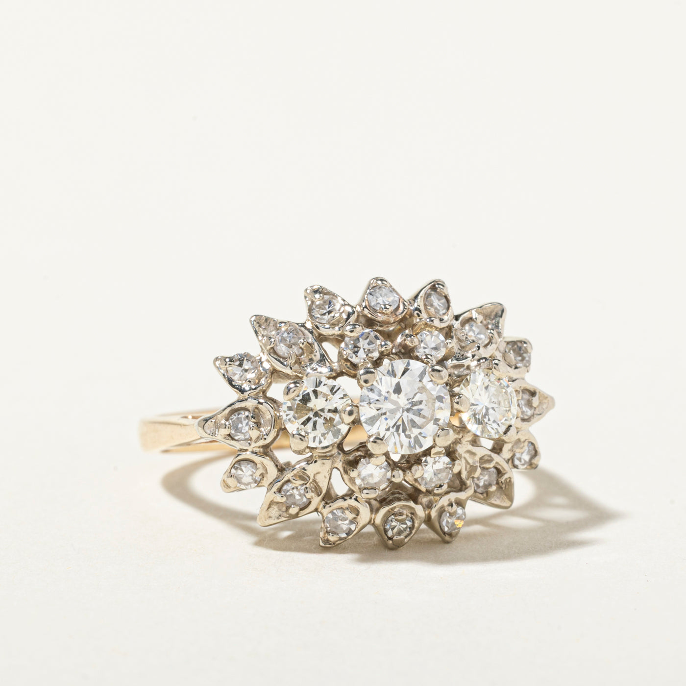 'Courtship' 14k White Gold Diamond Cluster Ring | 0.97ctw | SZ 6.5
