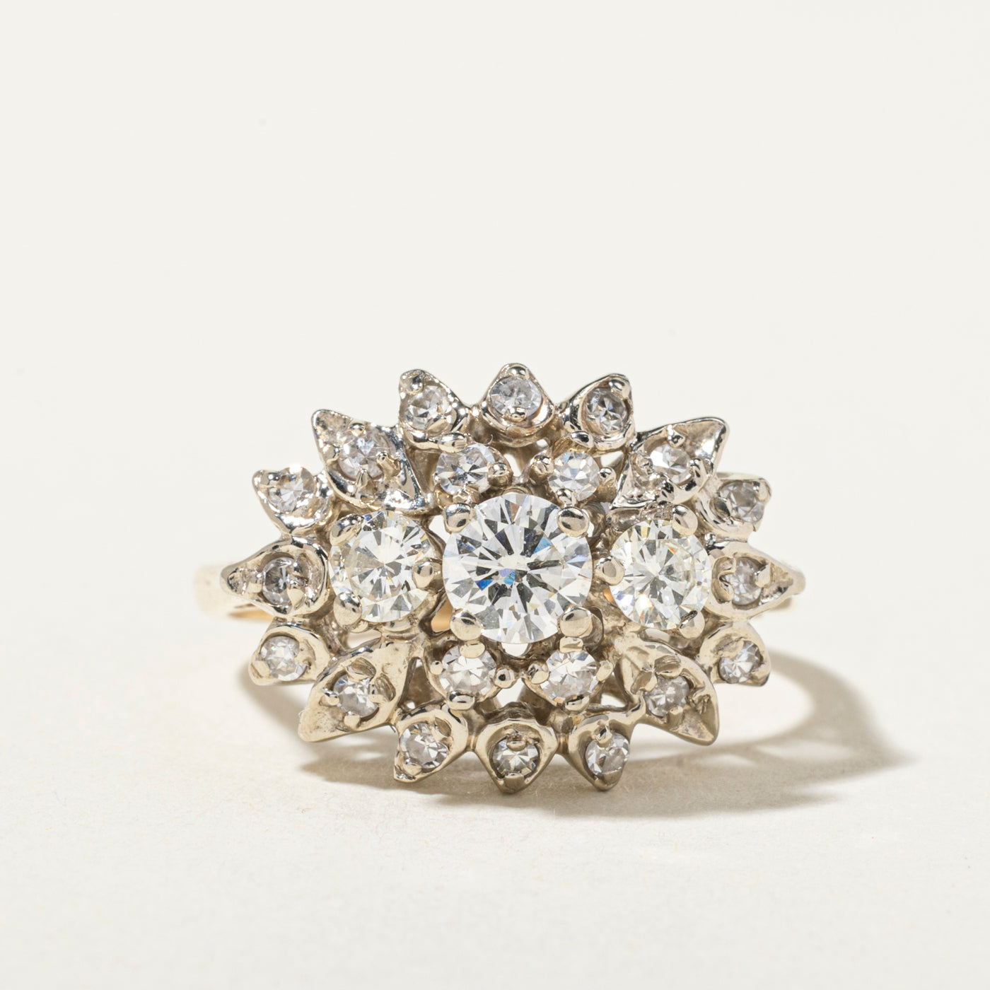 'Courtship' 14k White Gold Diamond Cluster Ring | 0.97ctw | SZ 6.5