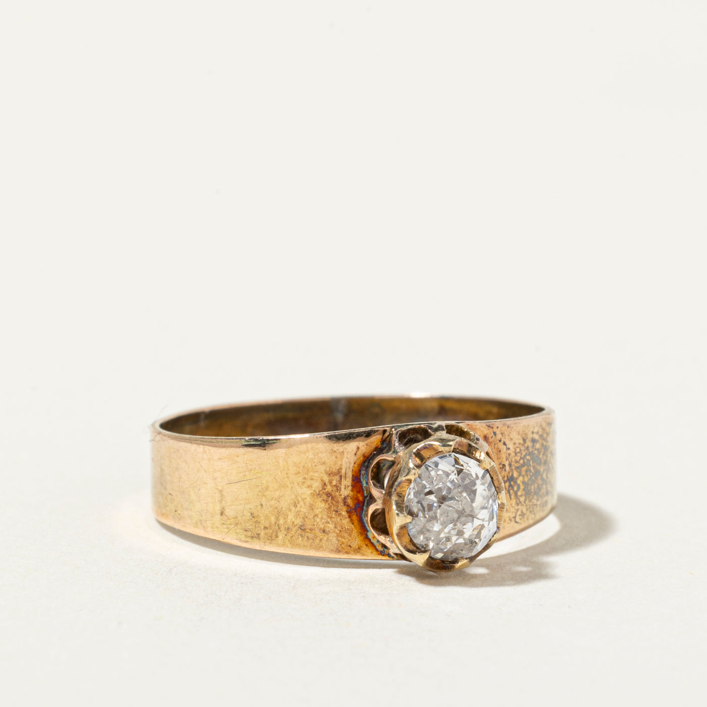 Antique 14k Old European Cut Diamond Ring | 0.41ct I2 F/G | SZ 6.75