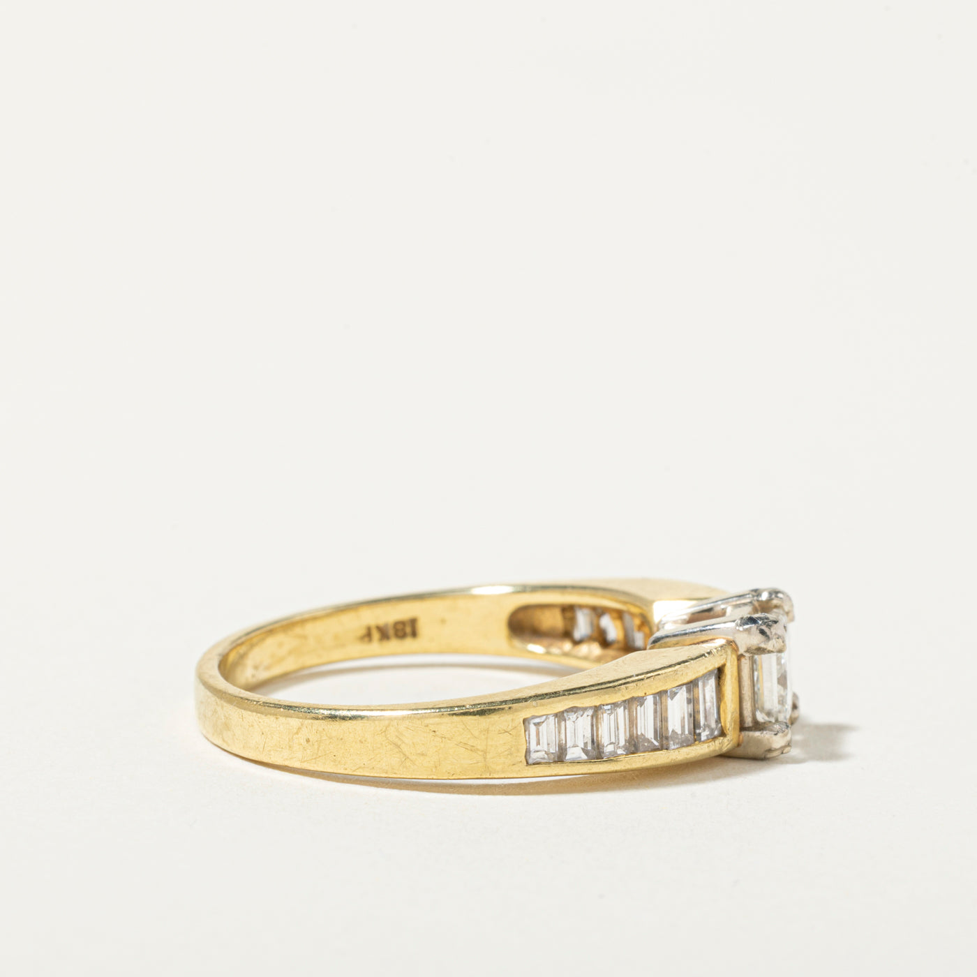 18k Princess Cut Diamond Accented Ring | 0.71ct VS1 G/H, 0.60ctw | SZ 10