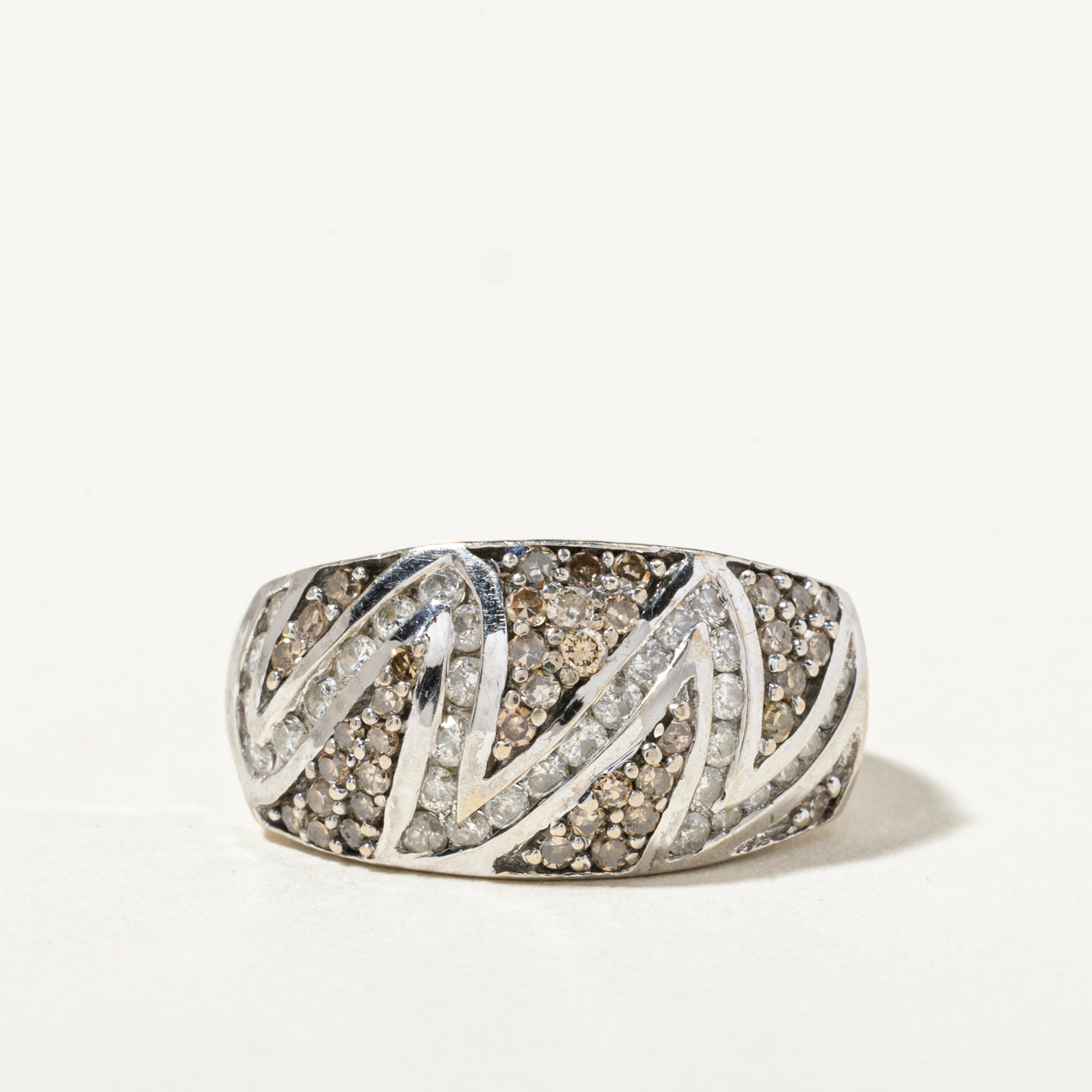 10k Diamond Pave Zigzag Design Ring | 0.90ctw | SZ 7