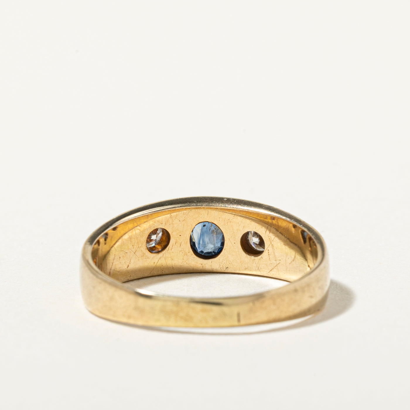 14k Flush Set Sapphire & Diamond Band | 0.33ct, 0.15ctw | SZ 8