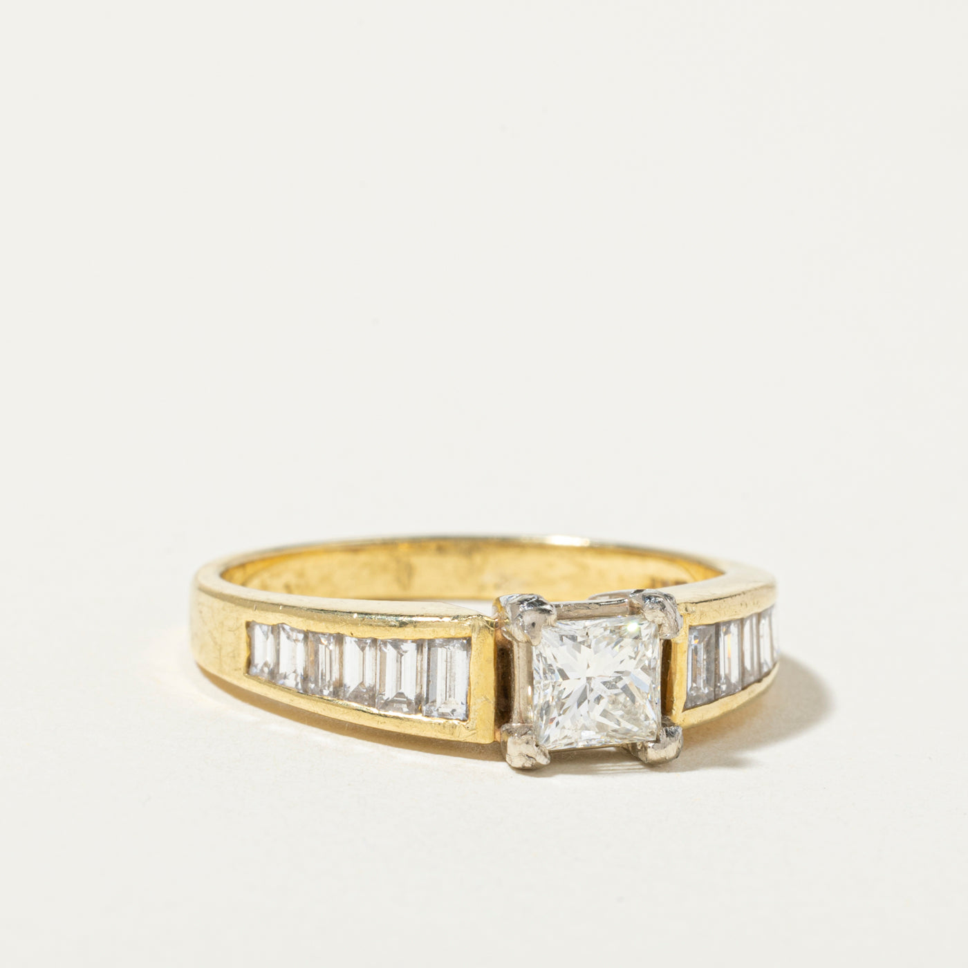 18k Princess Cut Diamond Accented Ring | 0.71ct VS1 G/H, 0.60ctw | SZ 10