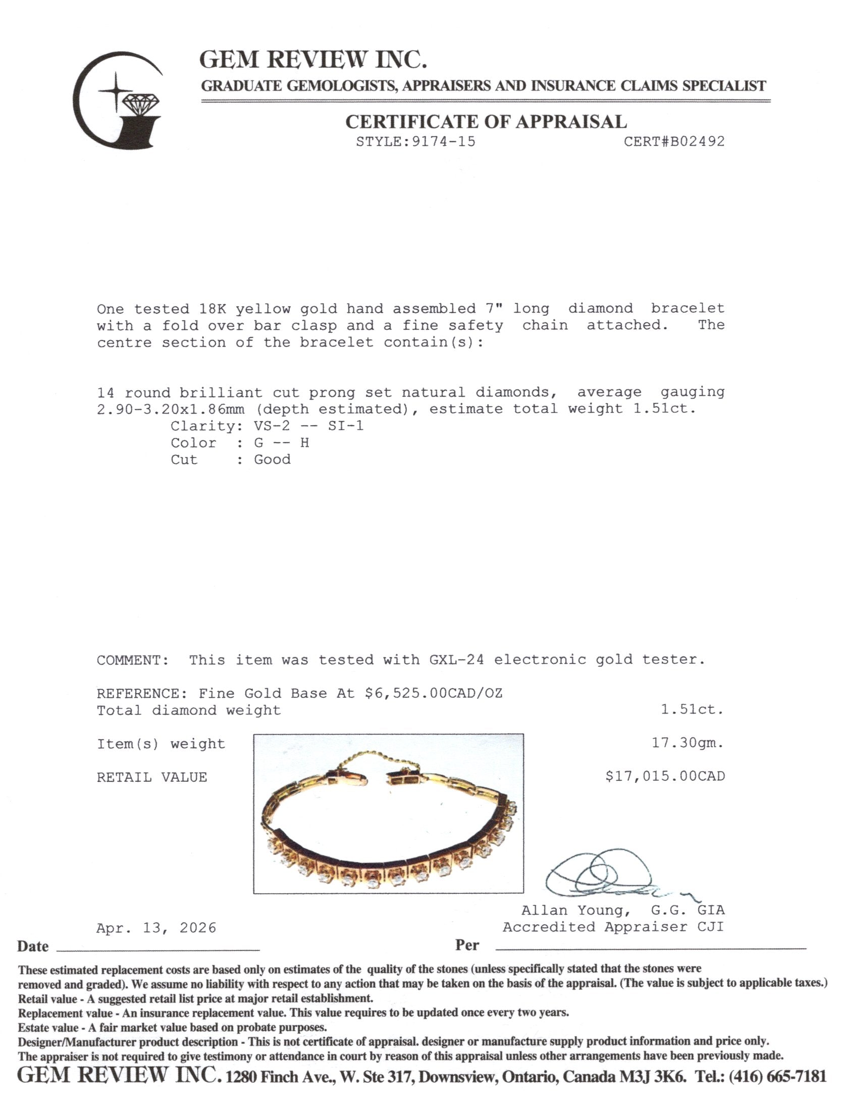 18K Diamond Square Link Tennis Bracelet | 1.51ctw VS2/SI1 G/H