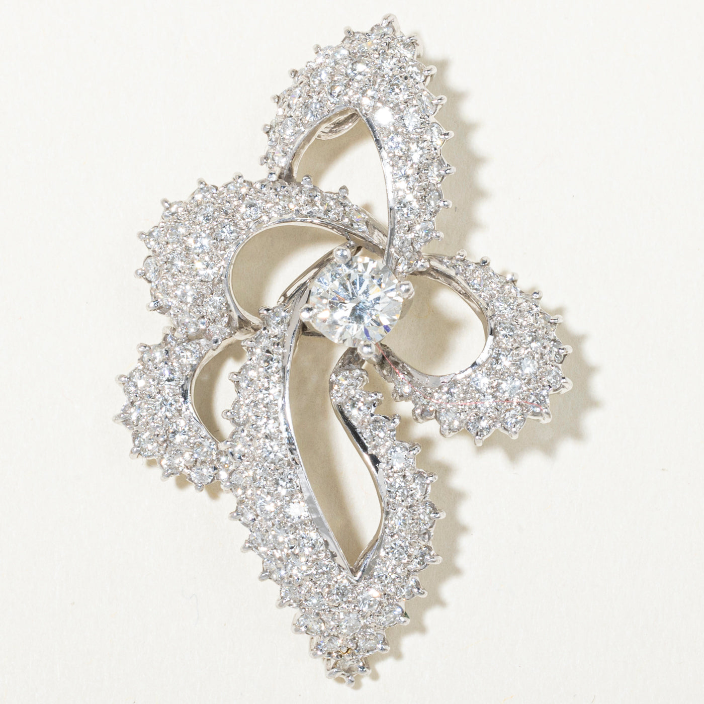 Sterling Silver Diamond Fancy Floral Brooch | 0.69ct VS2 H/I, 2.04ctw
