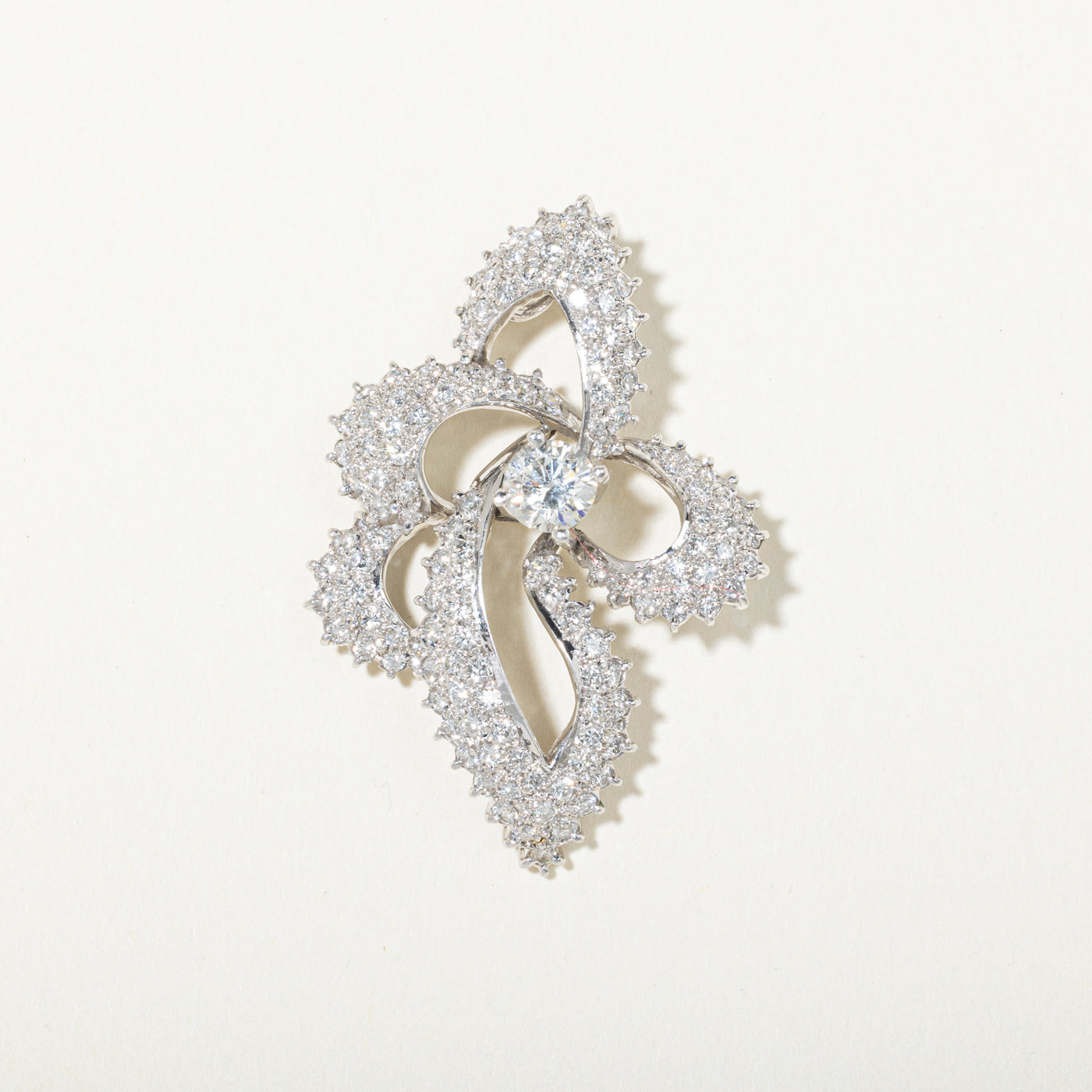 Sterling Silver Diamond Fancy Floral Brooch | 0.69ct VS2 H/I, 2.04ctw