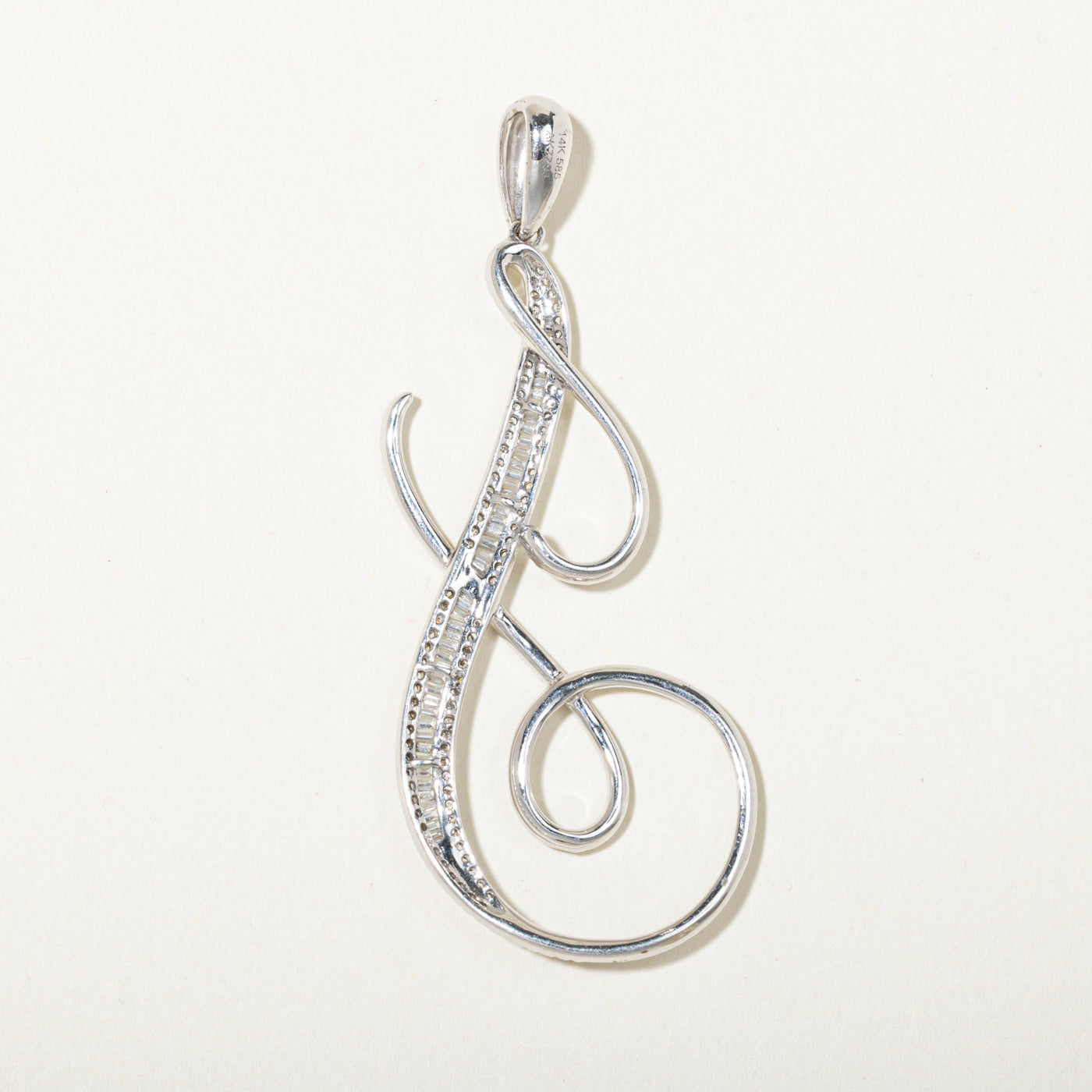 14k Diamond “J” Initial Openwork Pendant | 1.32ctw