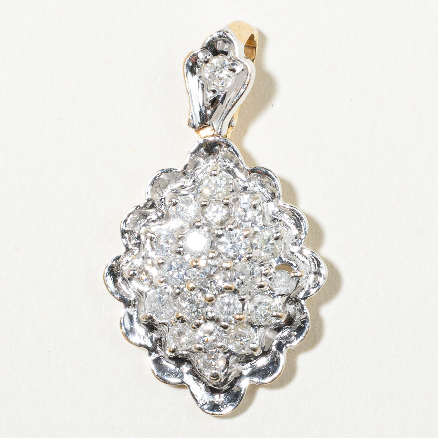 14k Diamond Scalloped Cluster Pendant | 1.00ctw