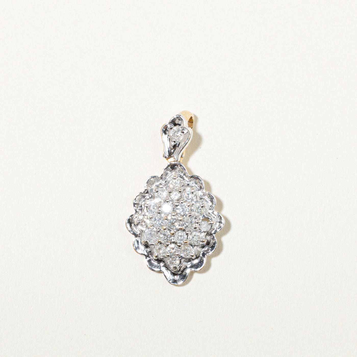 14k Diamond Scalloped Cluster Pendant | 1.00ctw