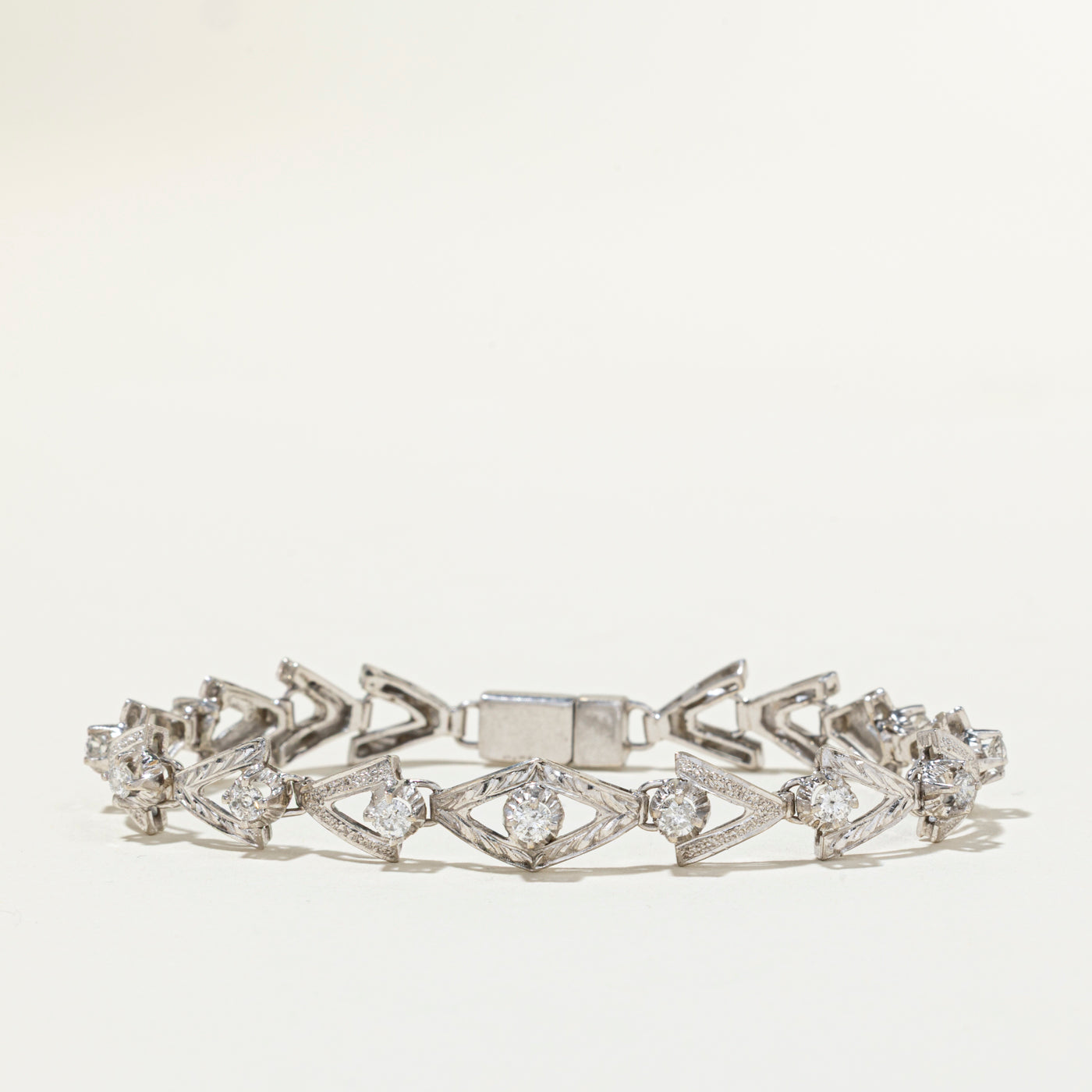 10k White Gold Diamond Geometric Bracelet | 0.88ctw