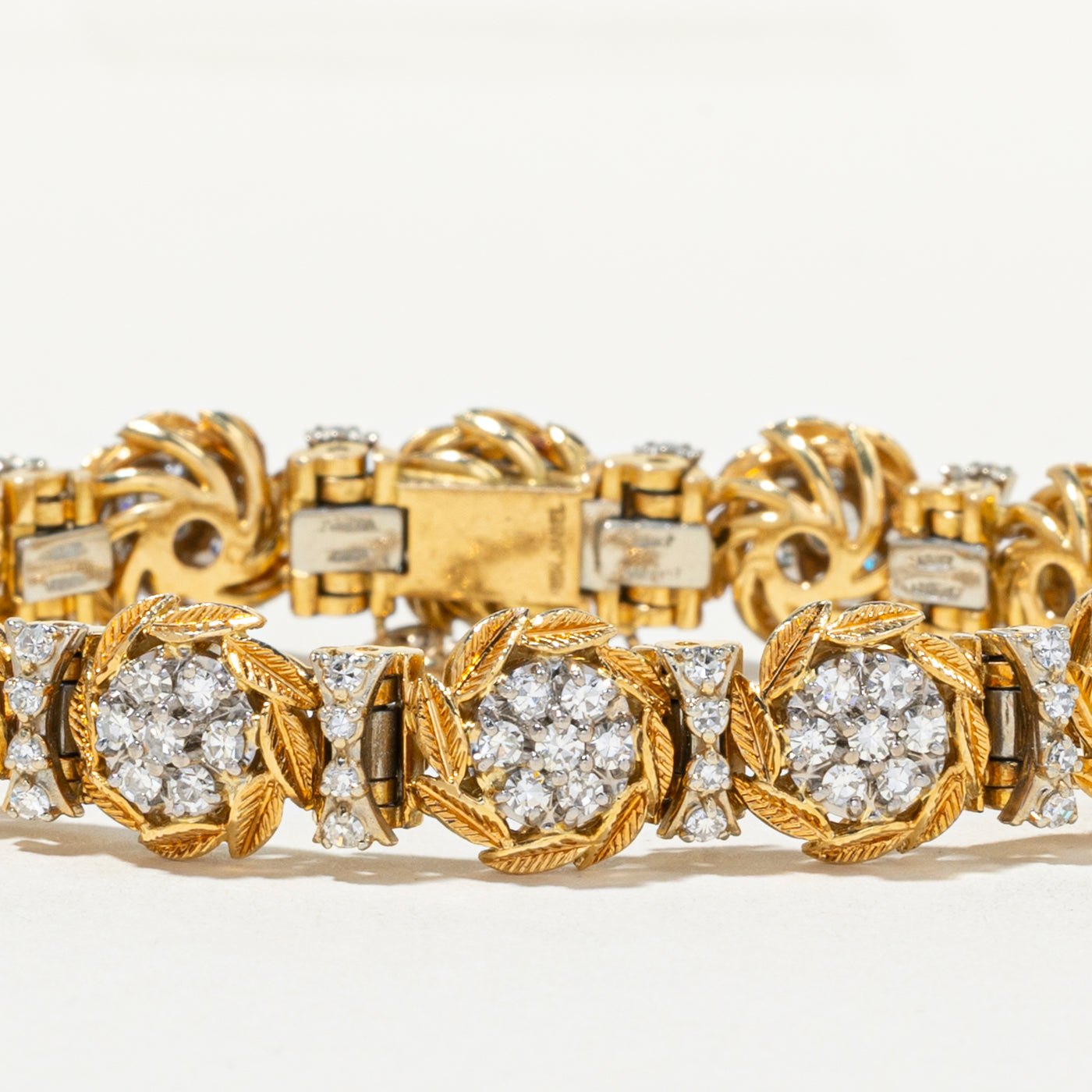 18k Diamond Floral Cluster Textured Bracelet | 2.91ctw