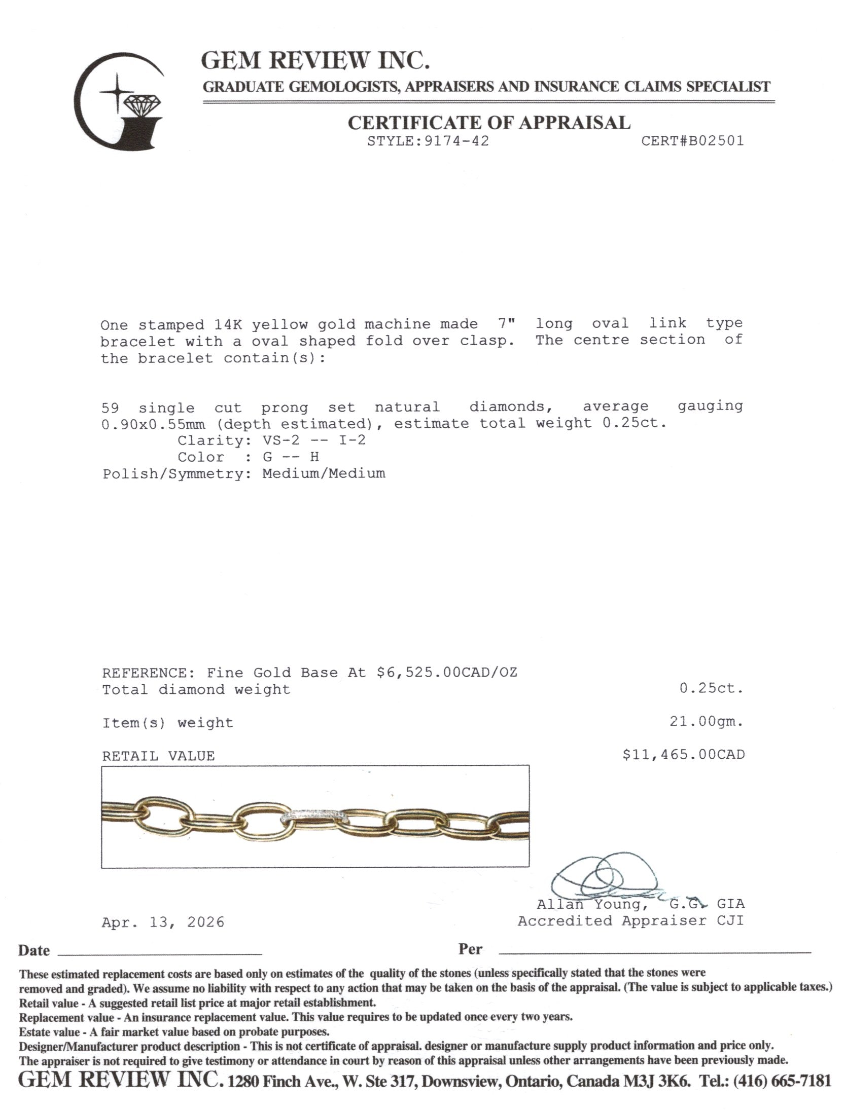 14k Diamond Accented Large Paperclip Chain Bracelet | 0.25ctw