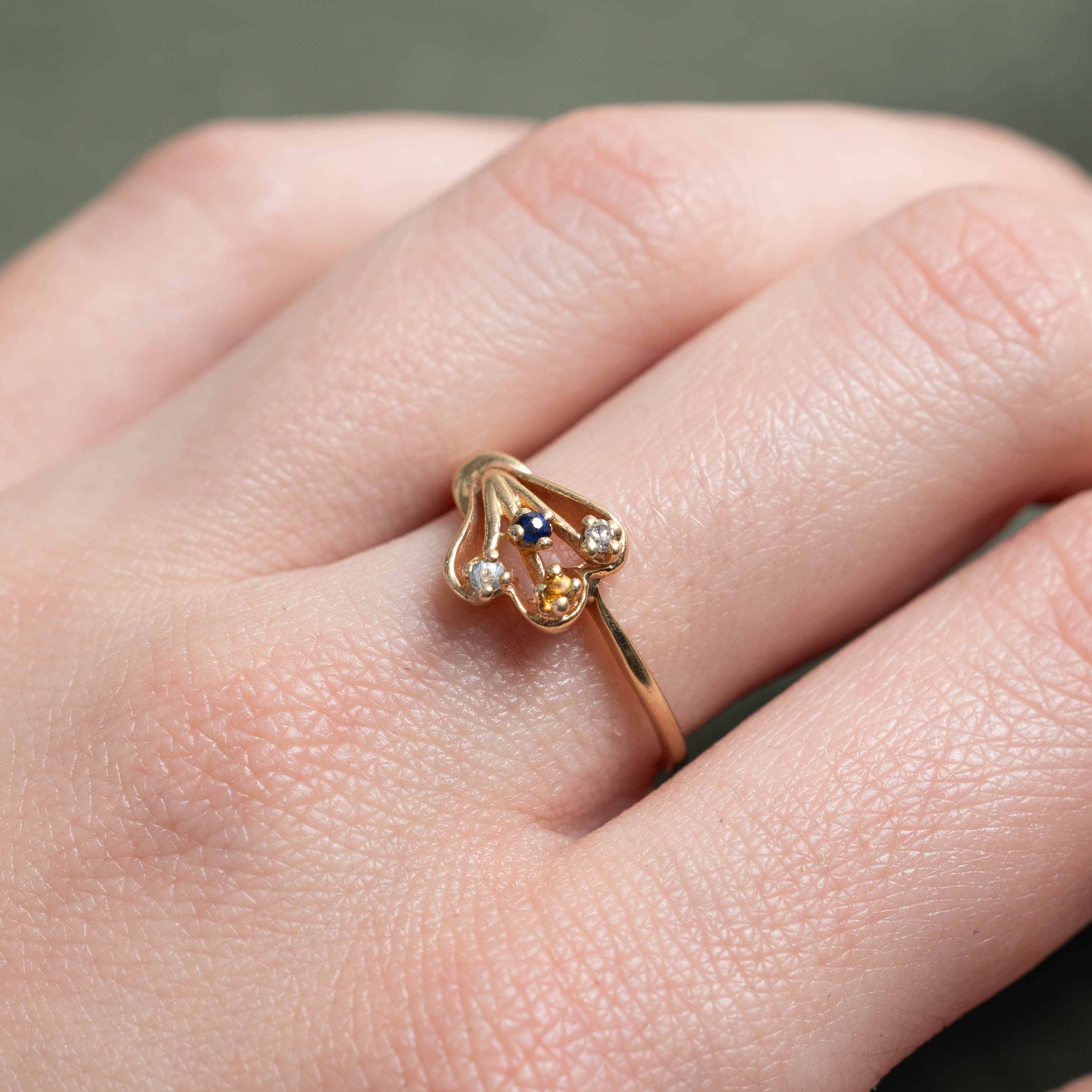 10k Multi Gemstone Cluster Ring | SZ 6.25