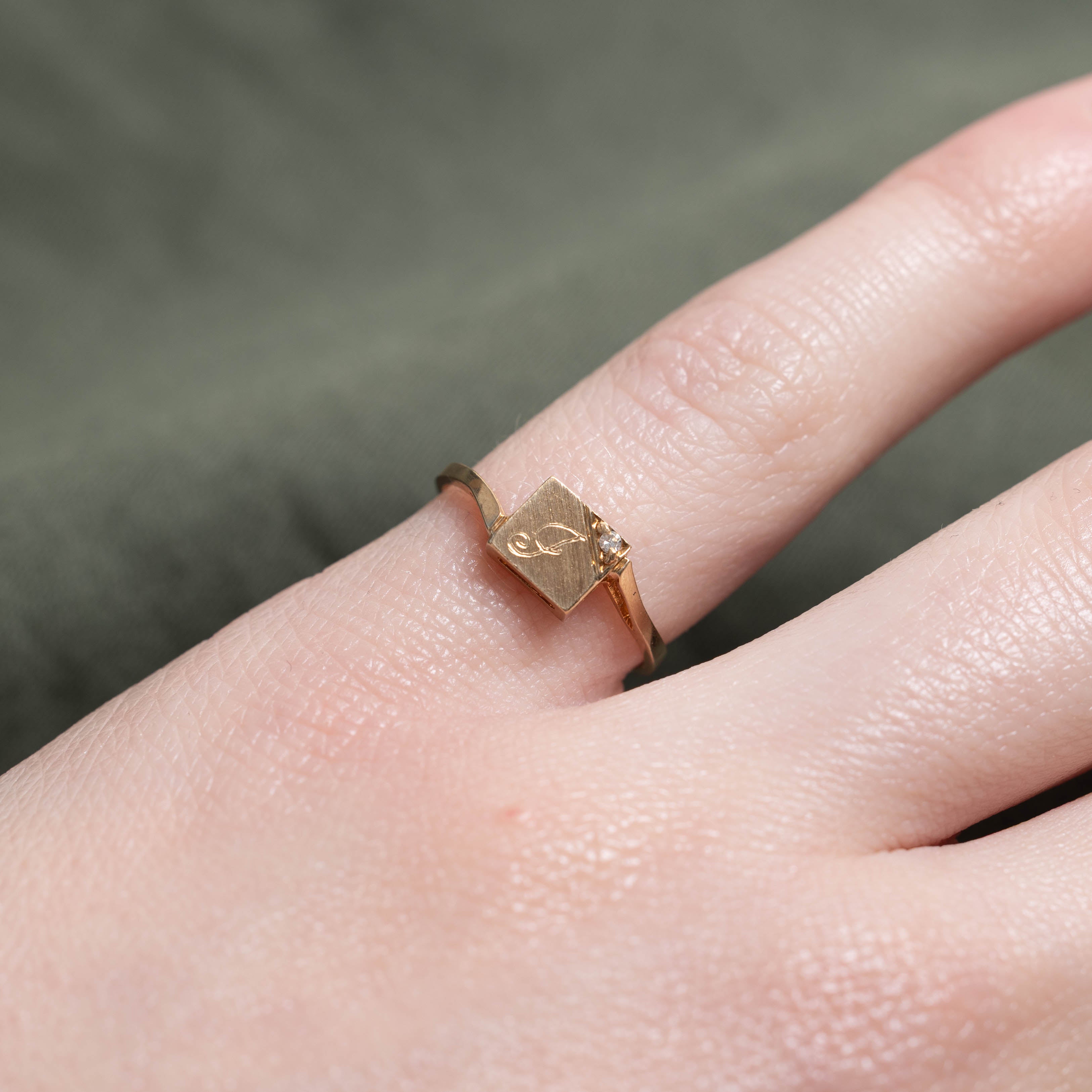 10k Diamond "J" Initial Engraved Bypass Ring | SZ 4.5