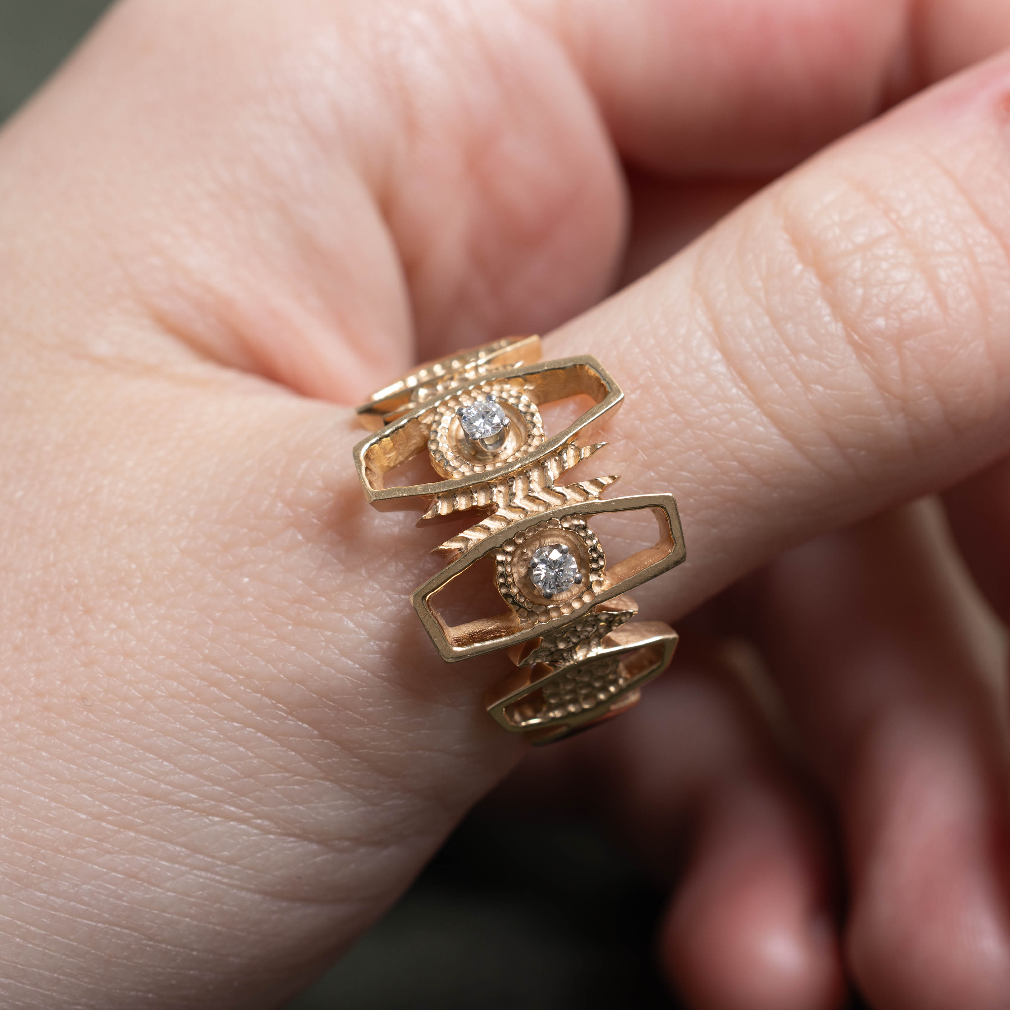 Diamond Openwork Geometric Ring | SZ 10.75
