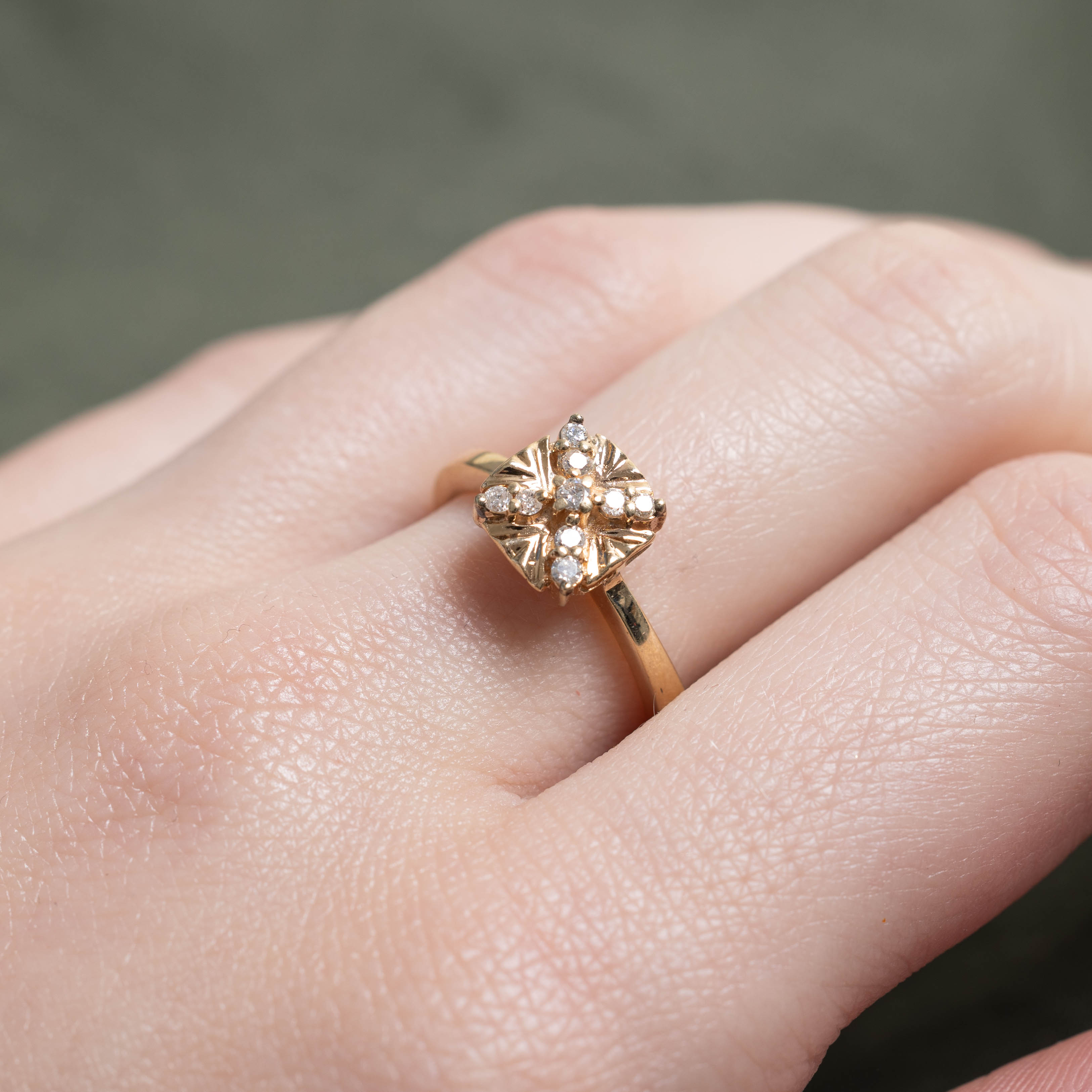 Diamond X Textured Ring | SZ 6.5