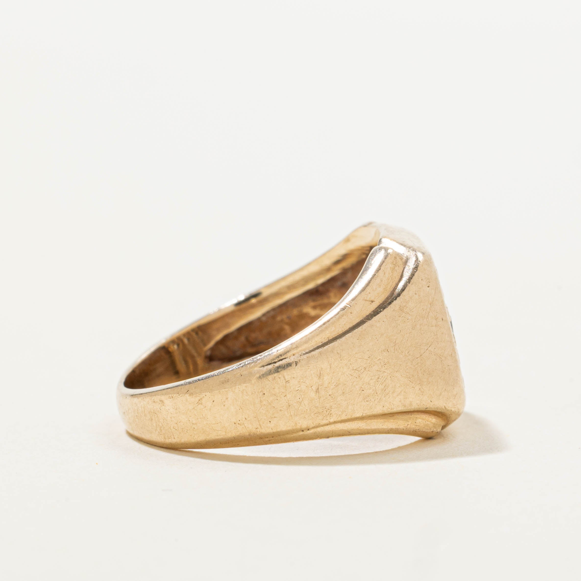 10k Diamond Grid Signet Ring | SZ 6.25