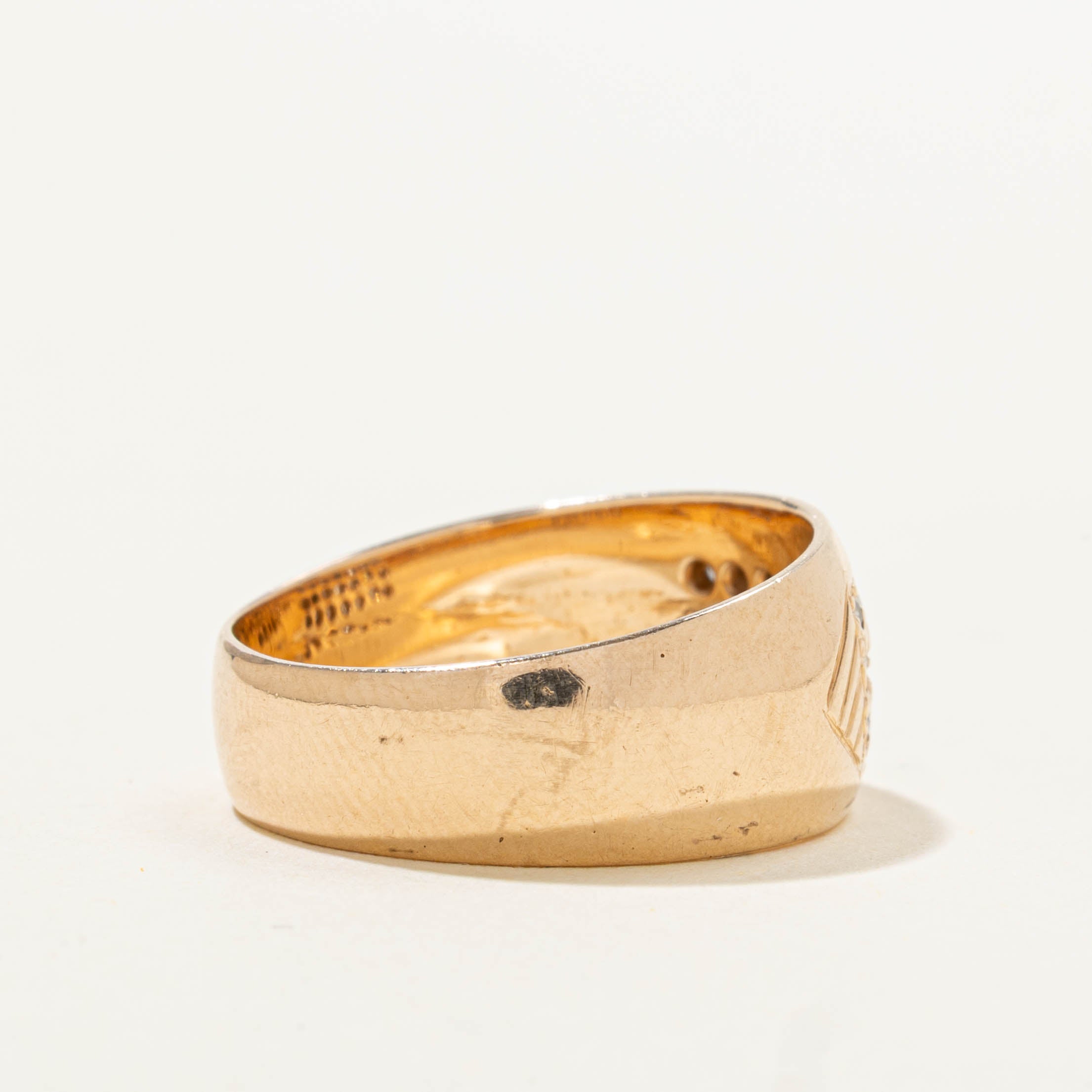 9k Pave Set Diamond Grid Band | SZ 6.25