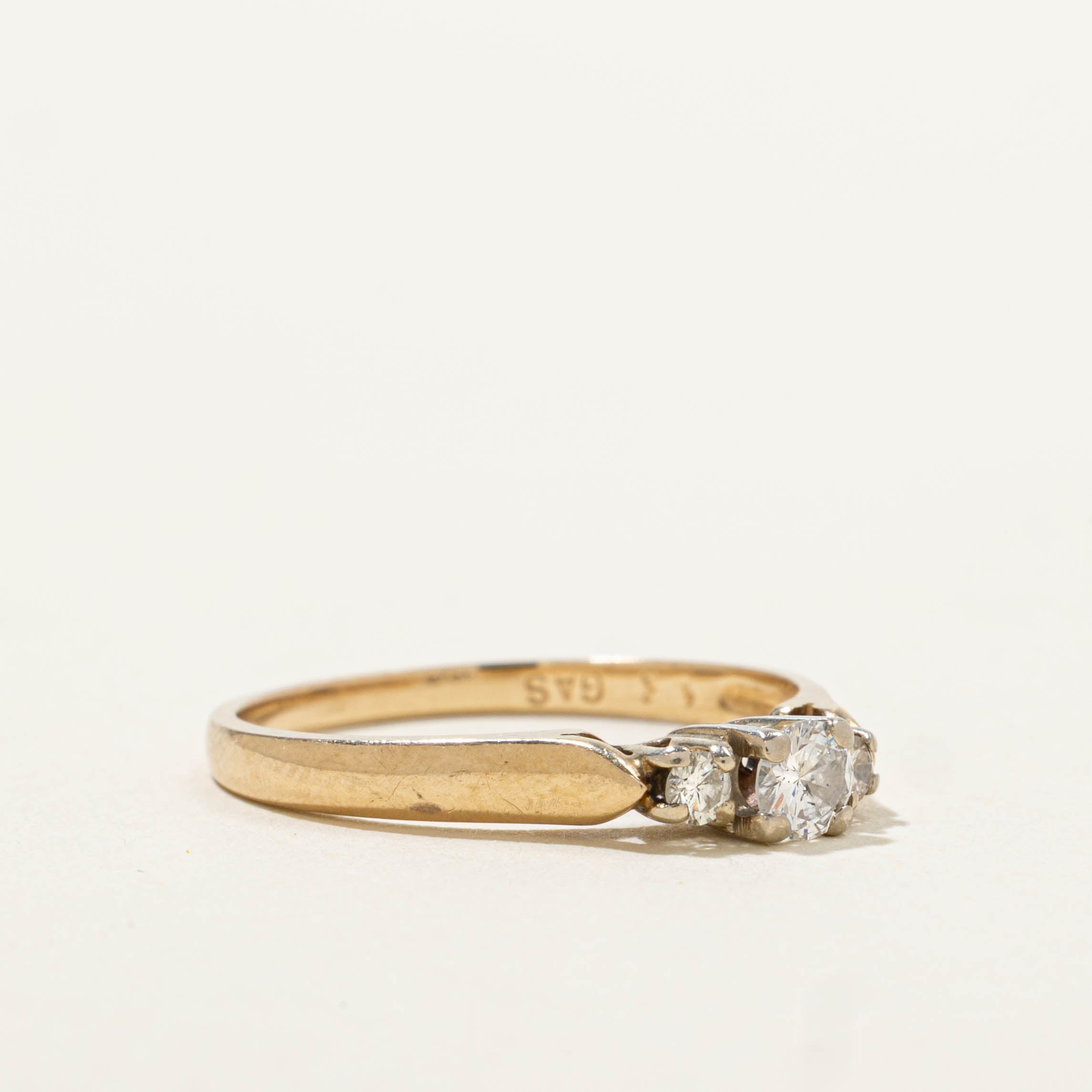 14k Three Stone Diamond Ring | SZ 6.75