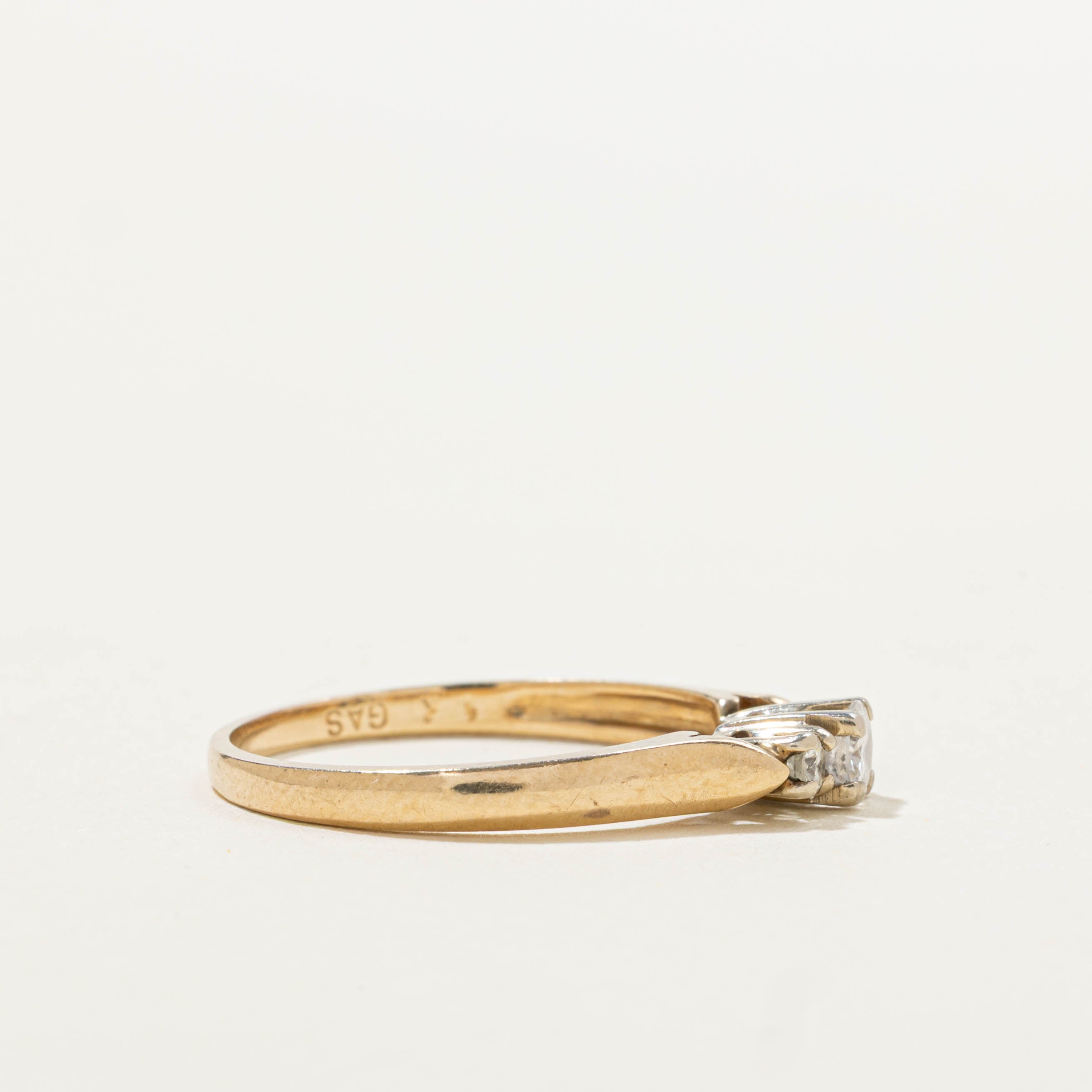 14k Three Stone Diamond Ring | SZ 6.75