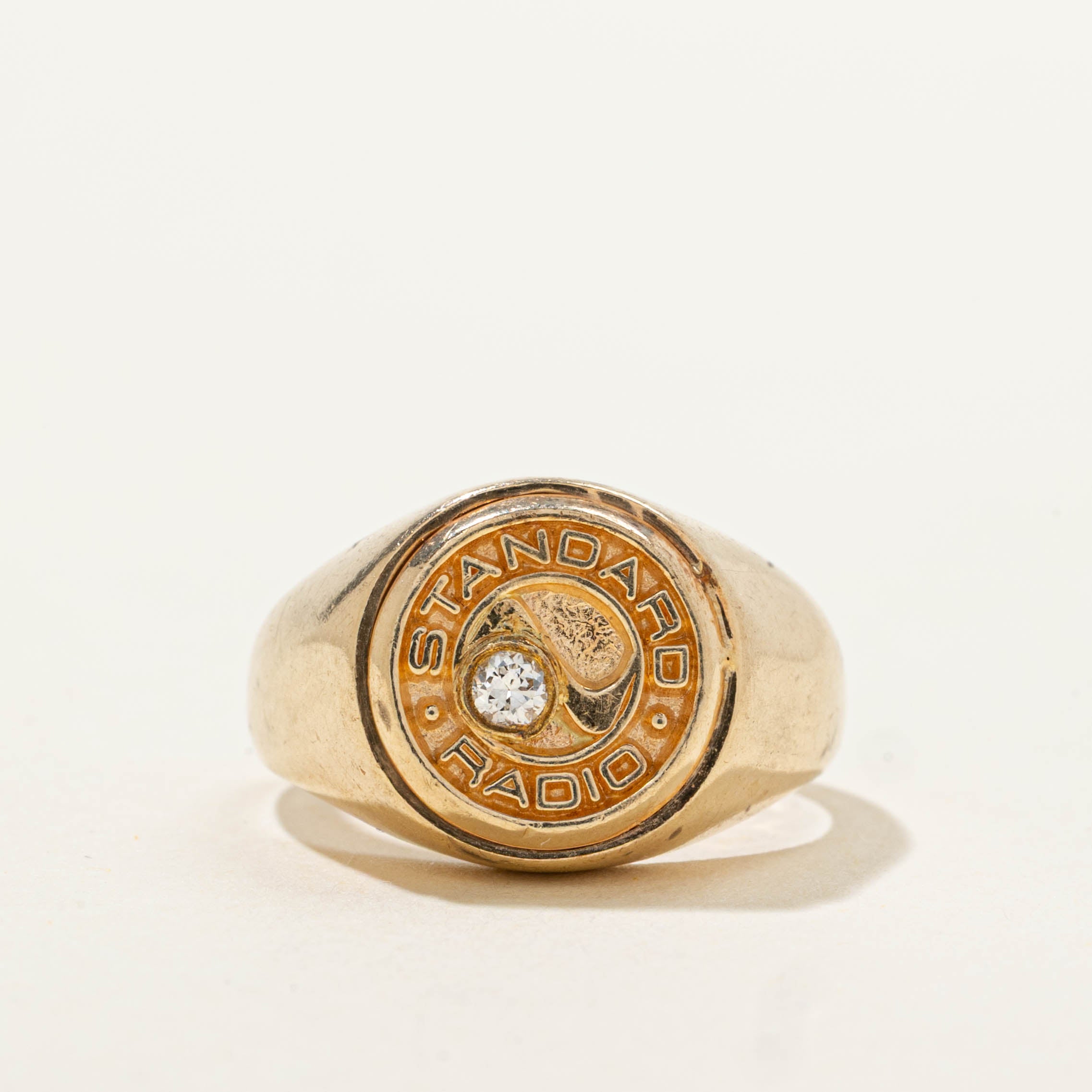 10k Diamond "Standard Radio" Signet Ring | SZ 4