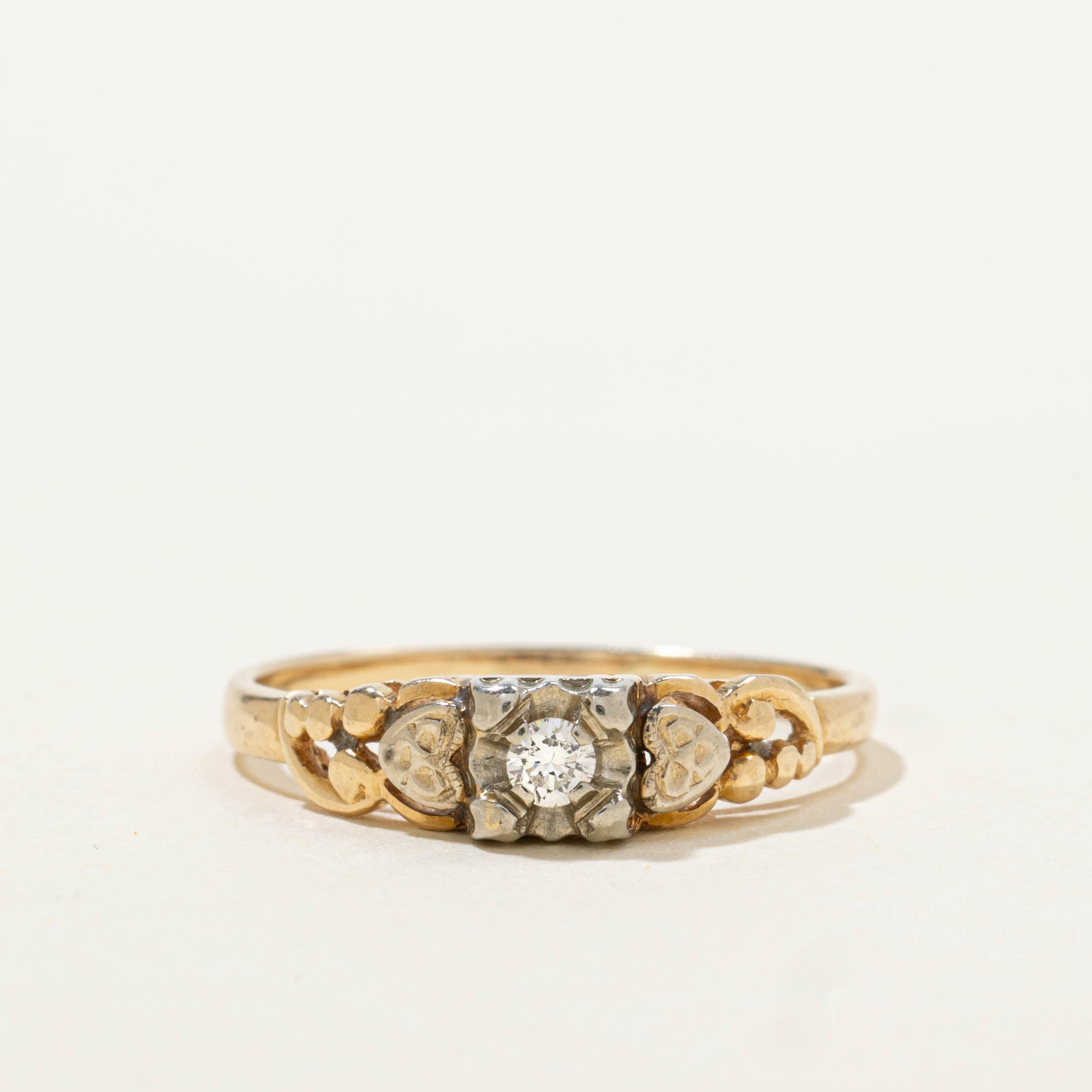 14k Illusion Set Diamond Heart Accented Ring | SZ 7