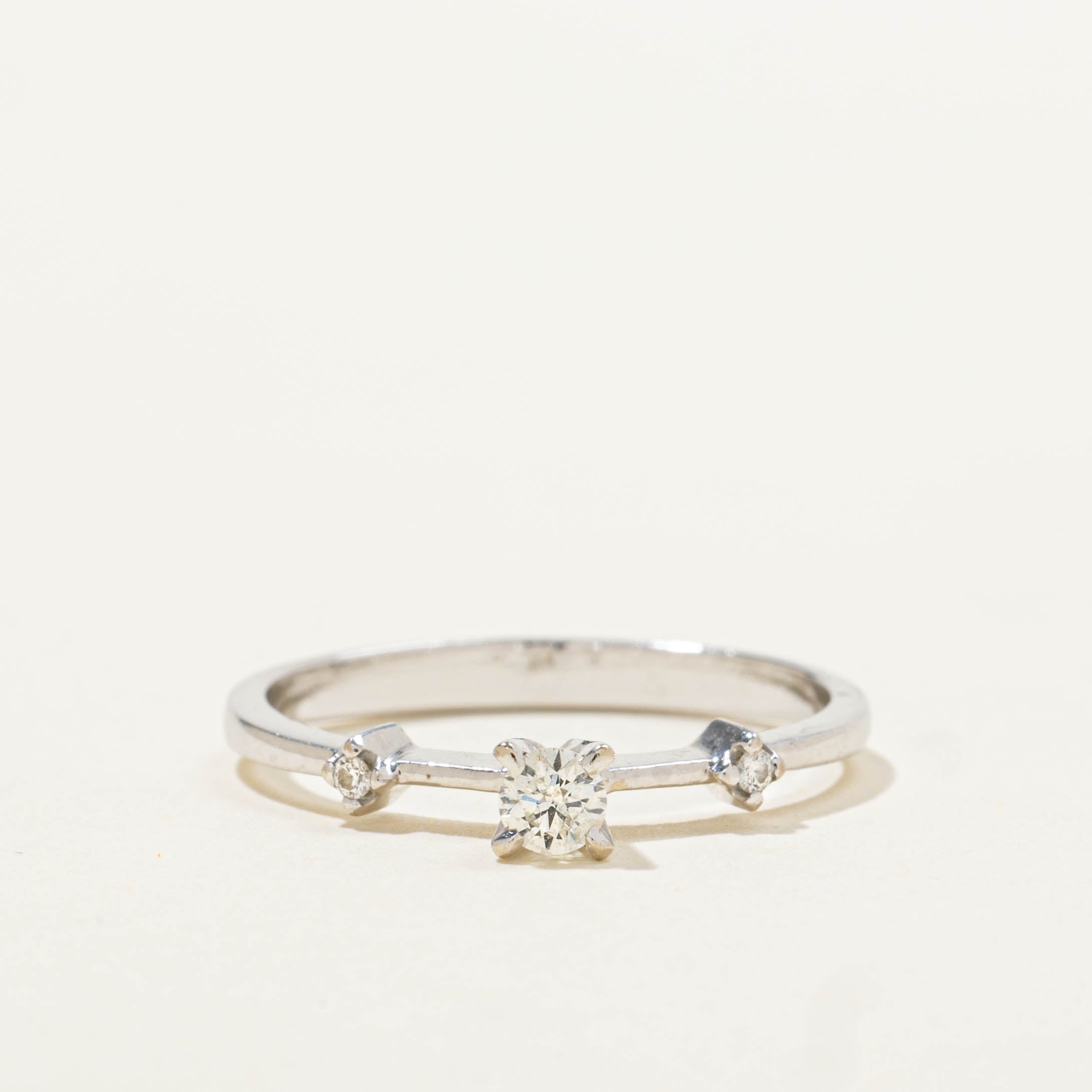 14k High Set Diamond Accented Thin Ring | SZ 5.75